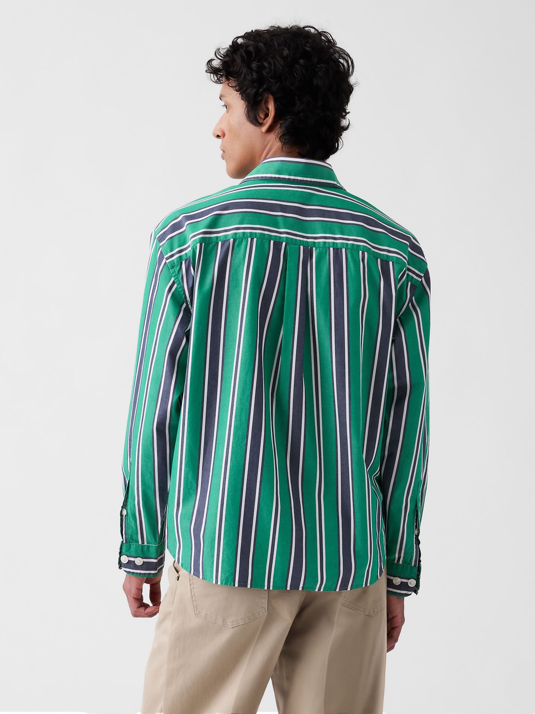 Gap x Malbon Green/Navy Poplin Stripe Shirt - Image 2 of 8