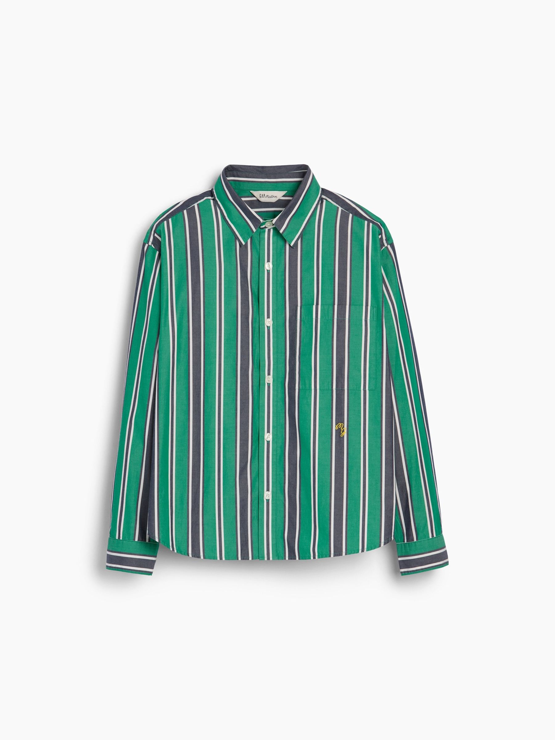 Gap x Malbon Green/Navy Poplin Stripe Shirt - Image 5 of 8