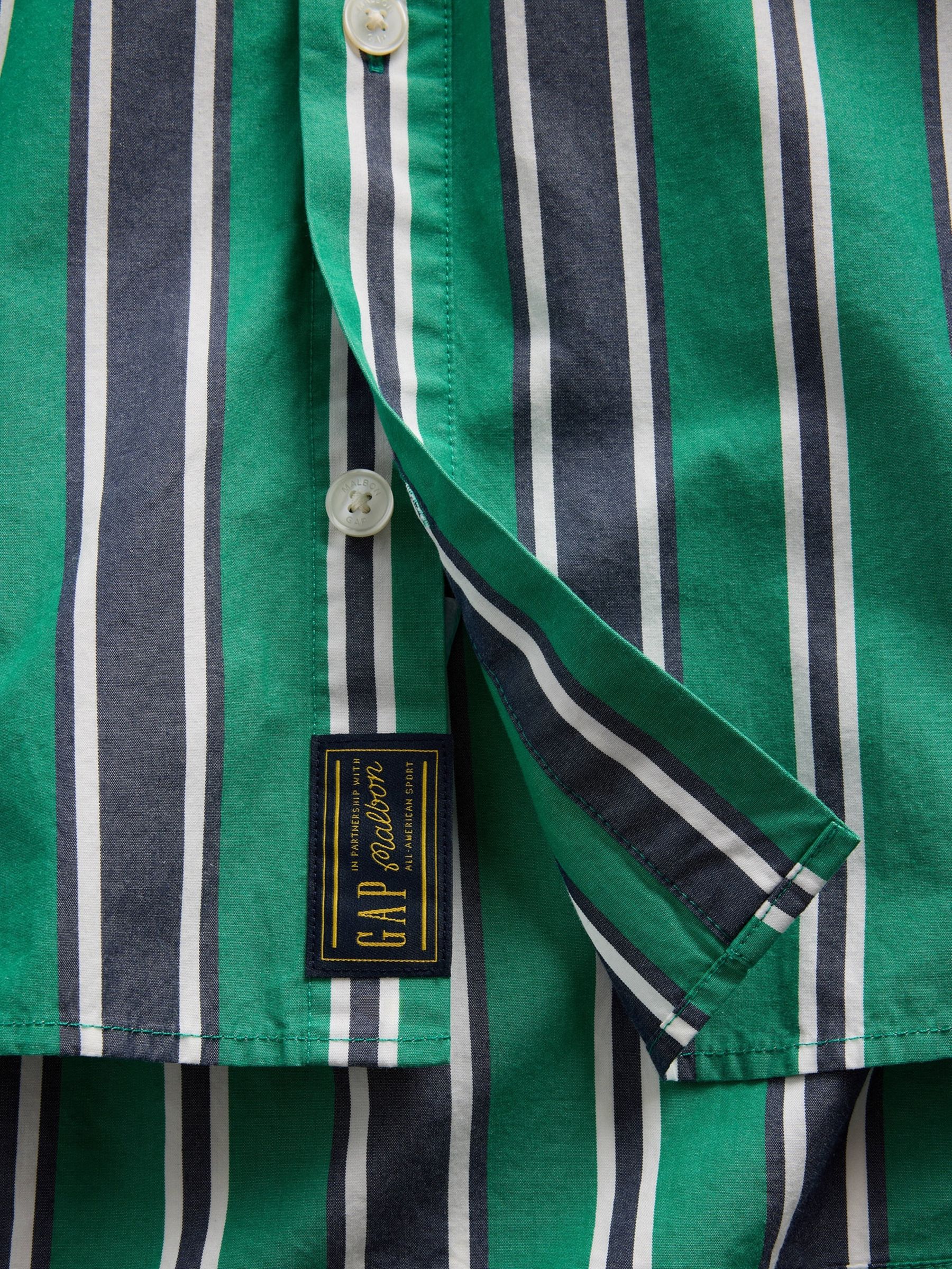 Gap x Malbon Green/Navy Poplin Stripe Shirt - Image 7 of 8