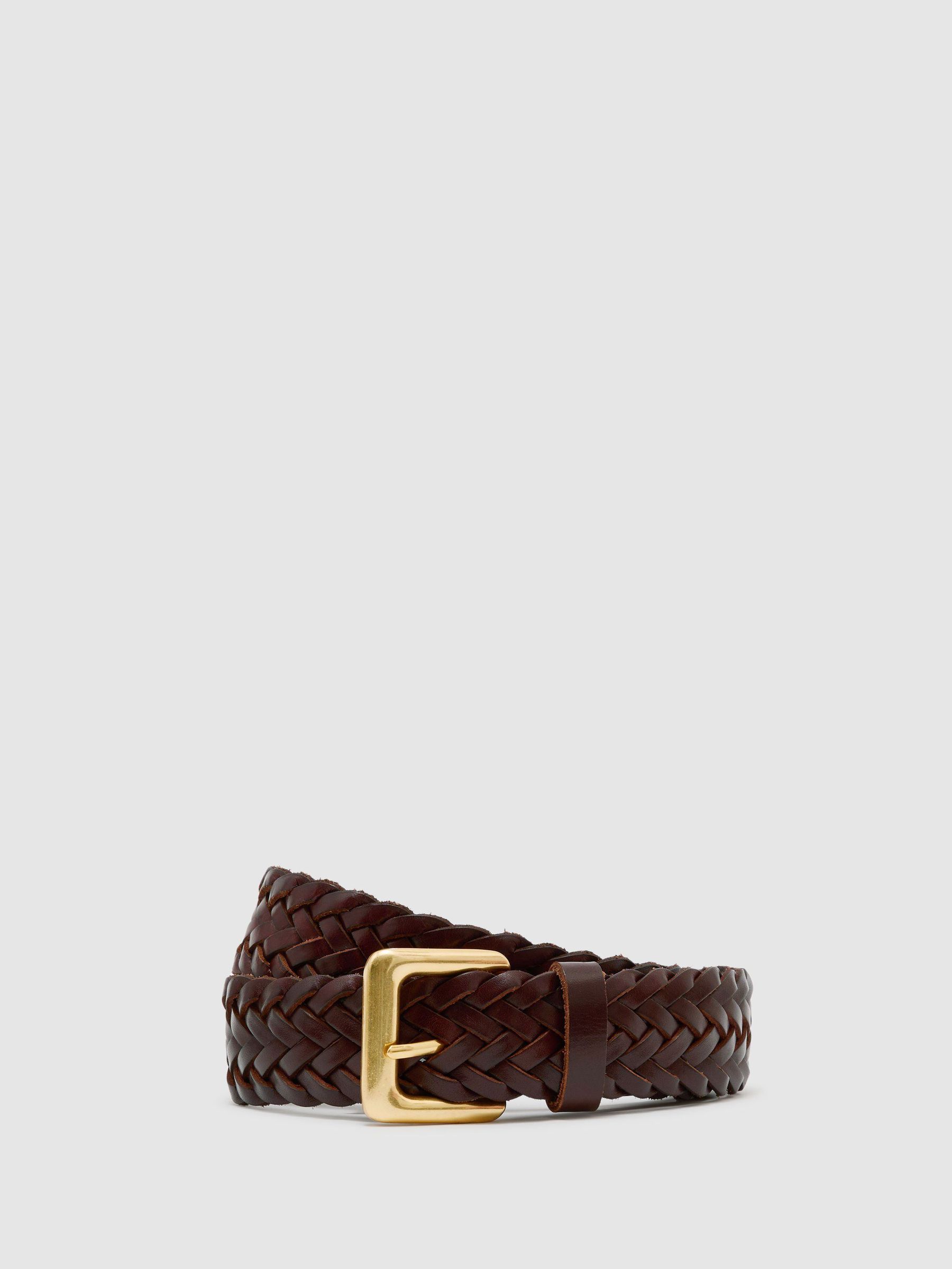Leather Woven Belt in Tan - Image 2 of 5