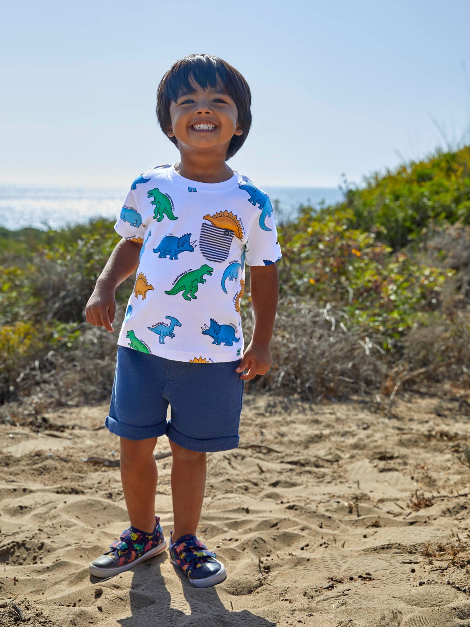 White Dino Print Pocket T-Shirt - Image 1 of 4