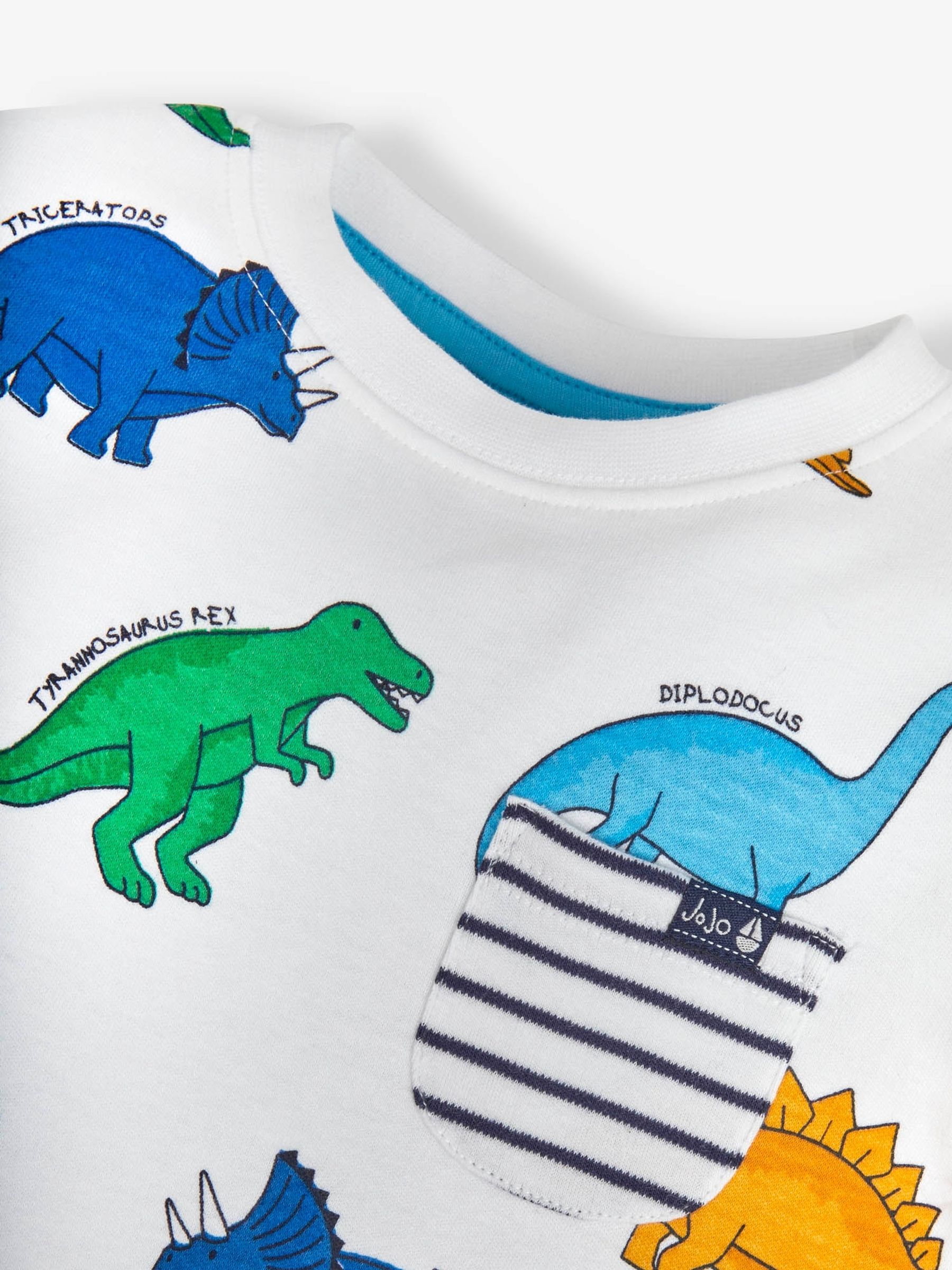 White Dino Print Pocket T-Shirt - Image 4 of 4