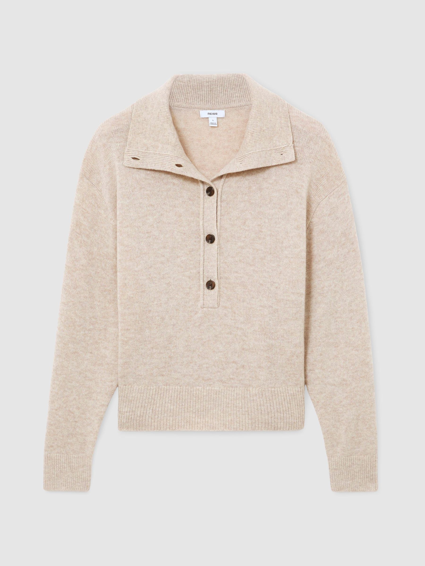 Wool-Cashmere Half-Button Jumper in Cream - 第 2 張圖片（共 7 張）