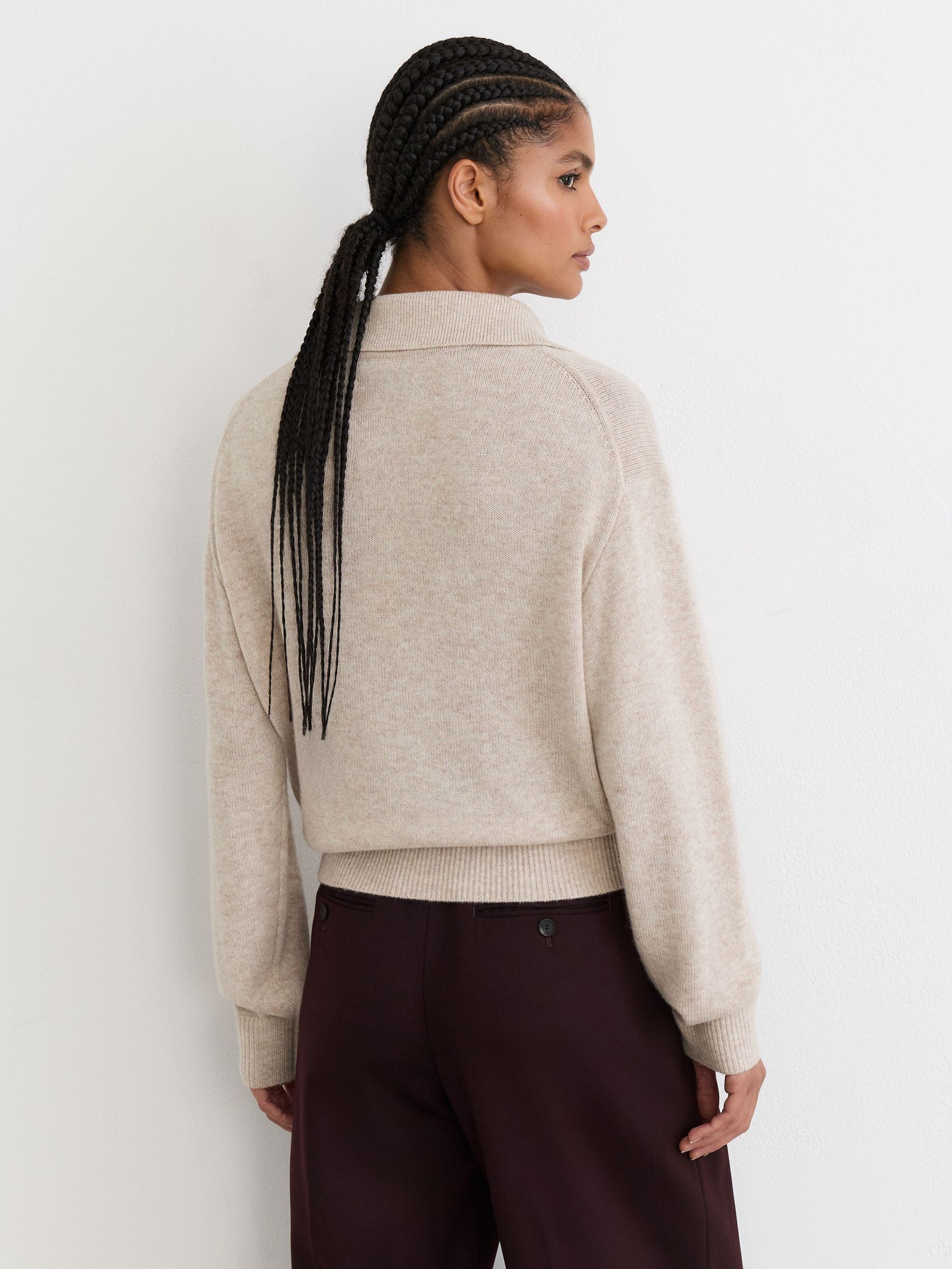 Wool-Cashmere Half-Button Jumper in Cream - 第 6 張圖片（共 7 張）