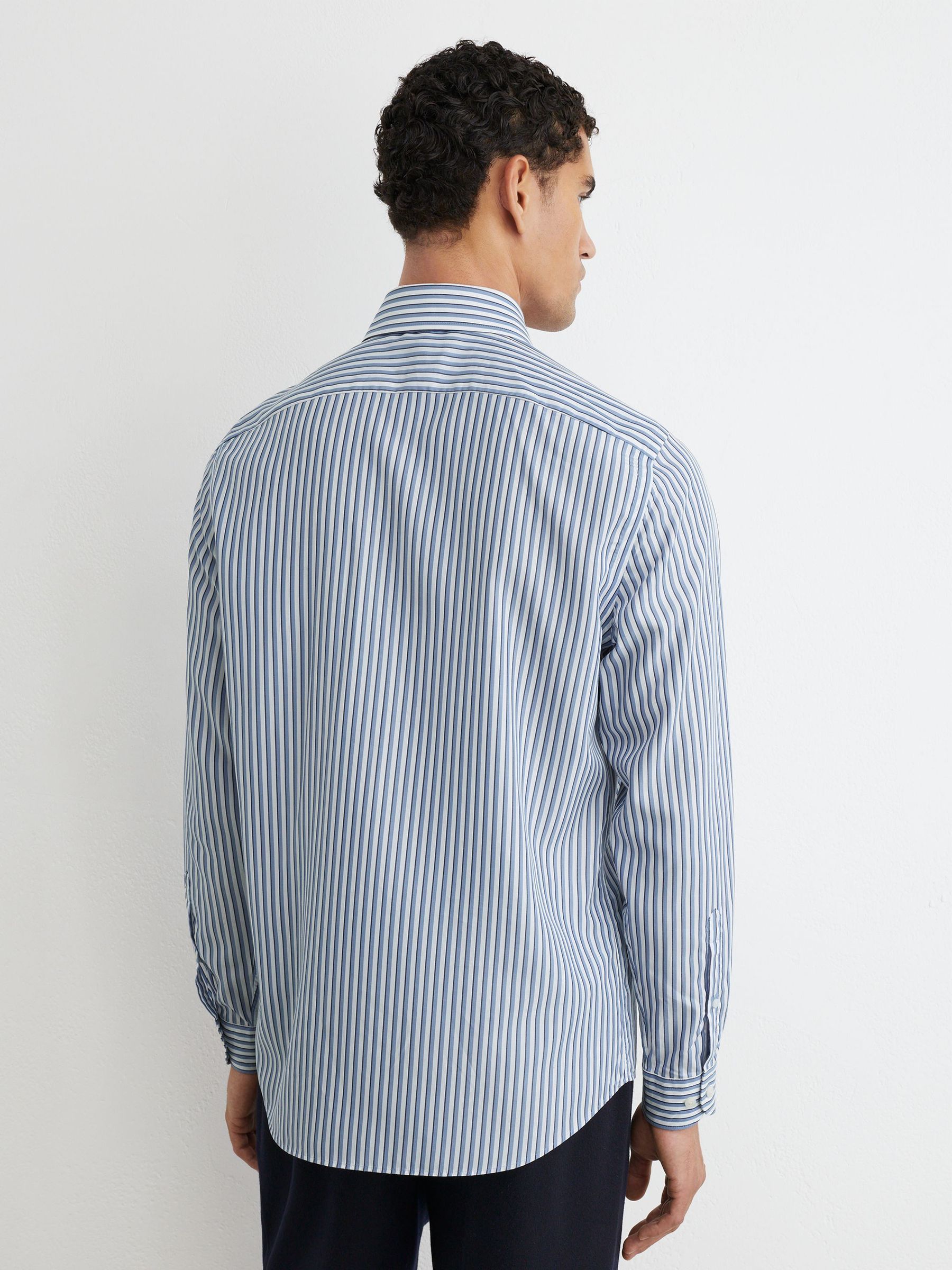 Shirt in White/Blue Stripe - Image 6 of 7