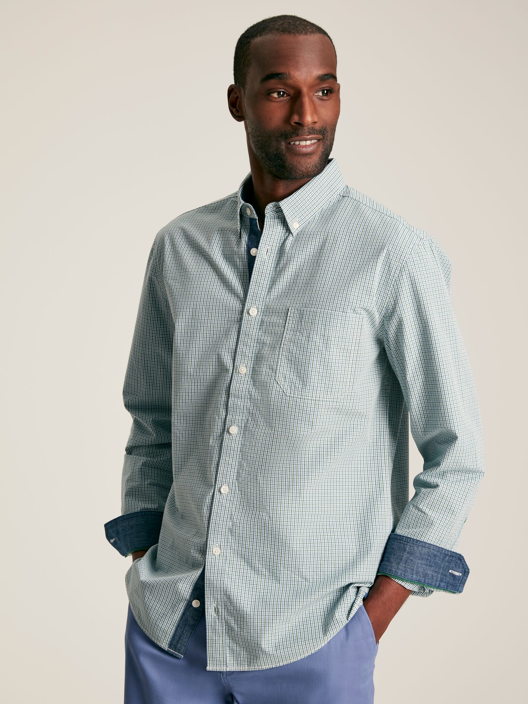 Abbott Green Gingham Cotton Poplin Shirt - Image 1 of 7