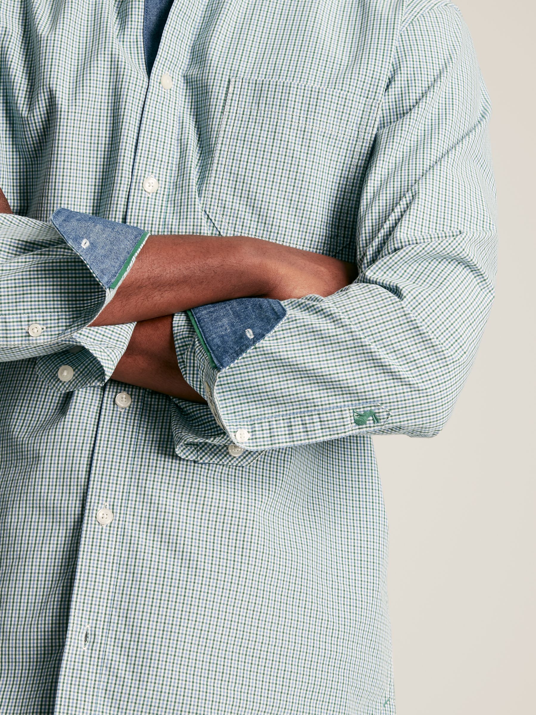 Abbott Green Gingham Cotton Poplin Shirt - Image 4 of 7