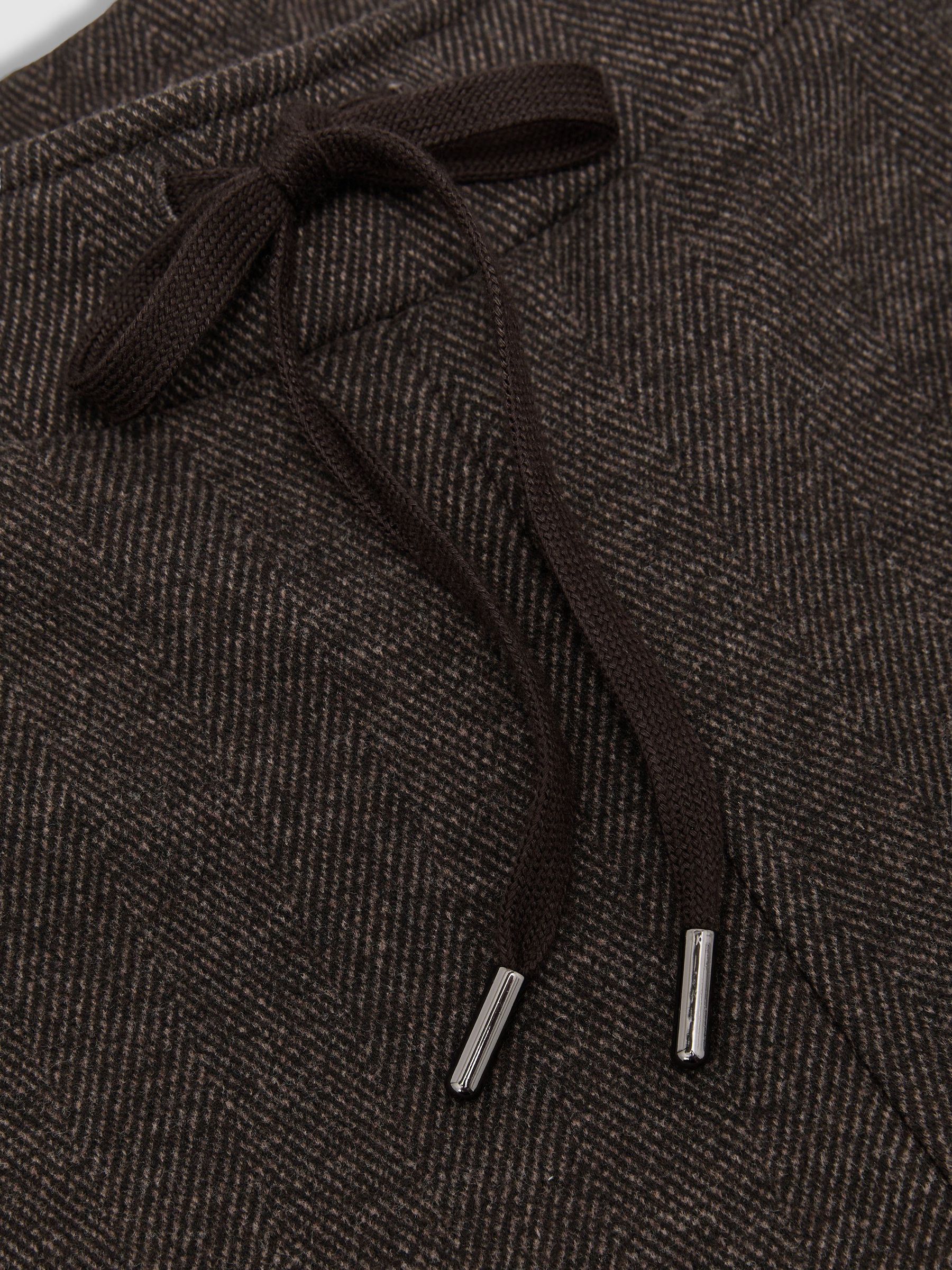 Herringbone Wide-Leg Drawstring Joggers in Dark Brown - Image 6 of 7