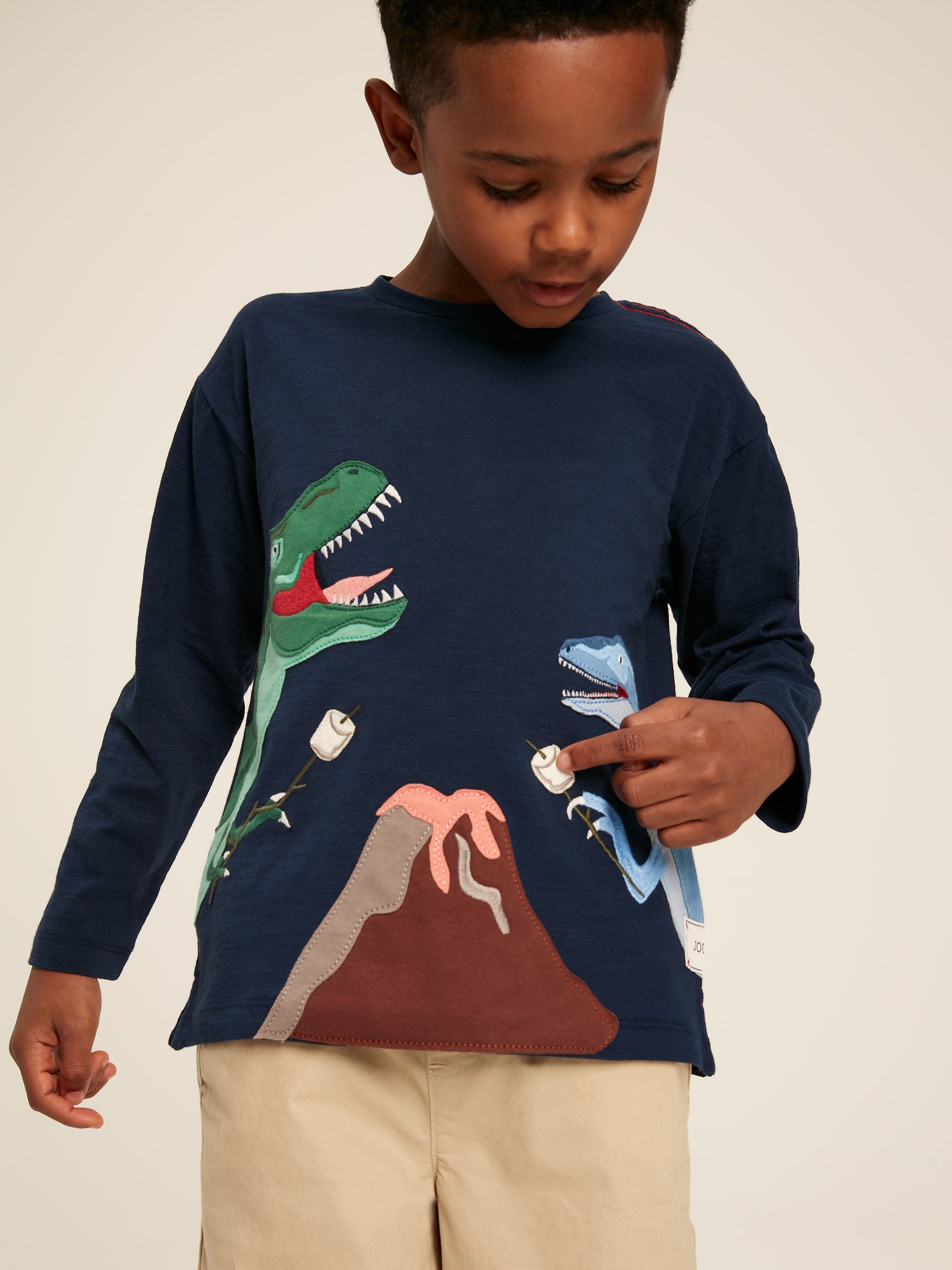 Dylan Navy Blue Long Sleeve Dinosaur T-Shirt - Image 1 of 11