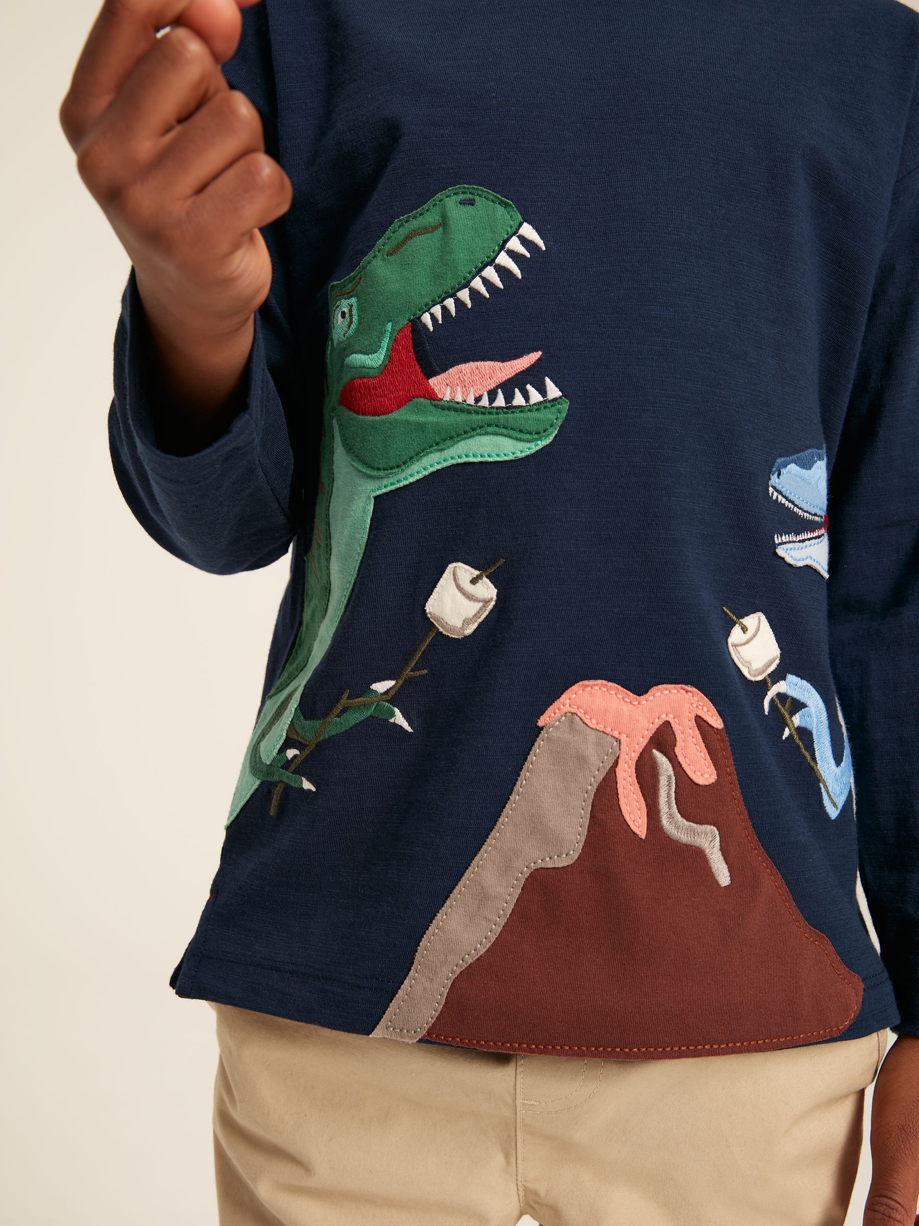 Dylan Navy Blue Long Sleeve Dinosaur T-Shirt - Image 5 of 11