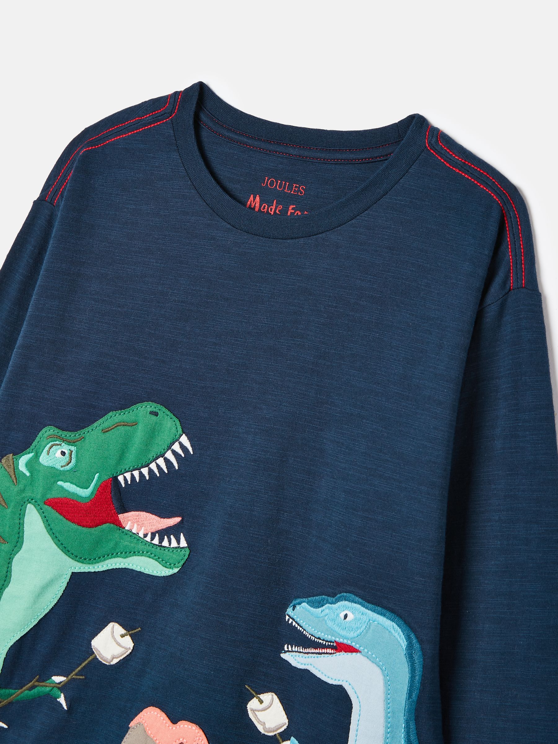 Dylan Navy Blue Long Sleeve Dinosaur T-Shirt - Image 8 of 11