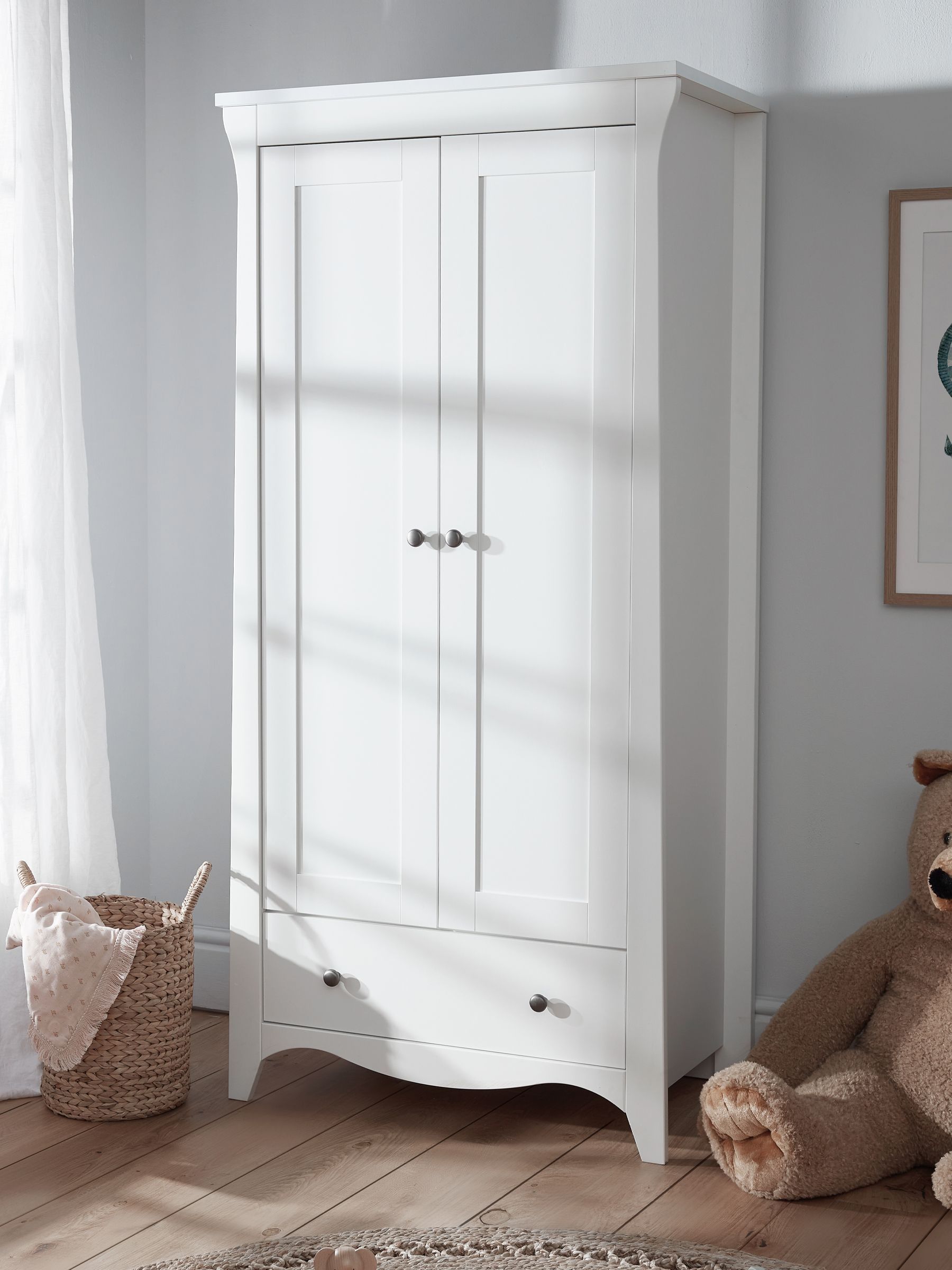CuddleCo White Clara 2 Door Nursery Wardrobe - Image 1 of 5
