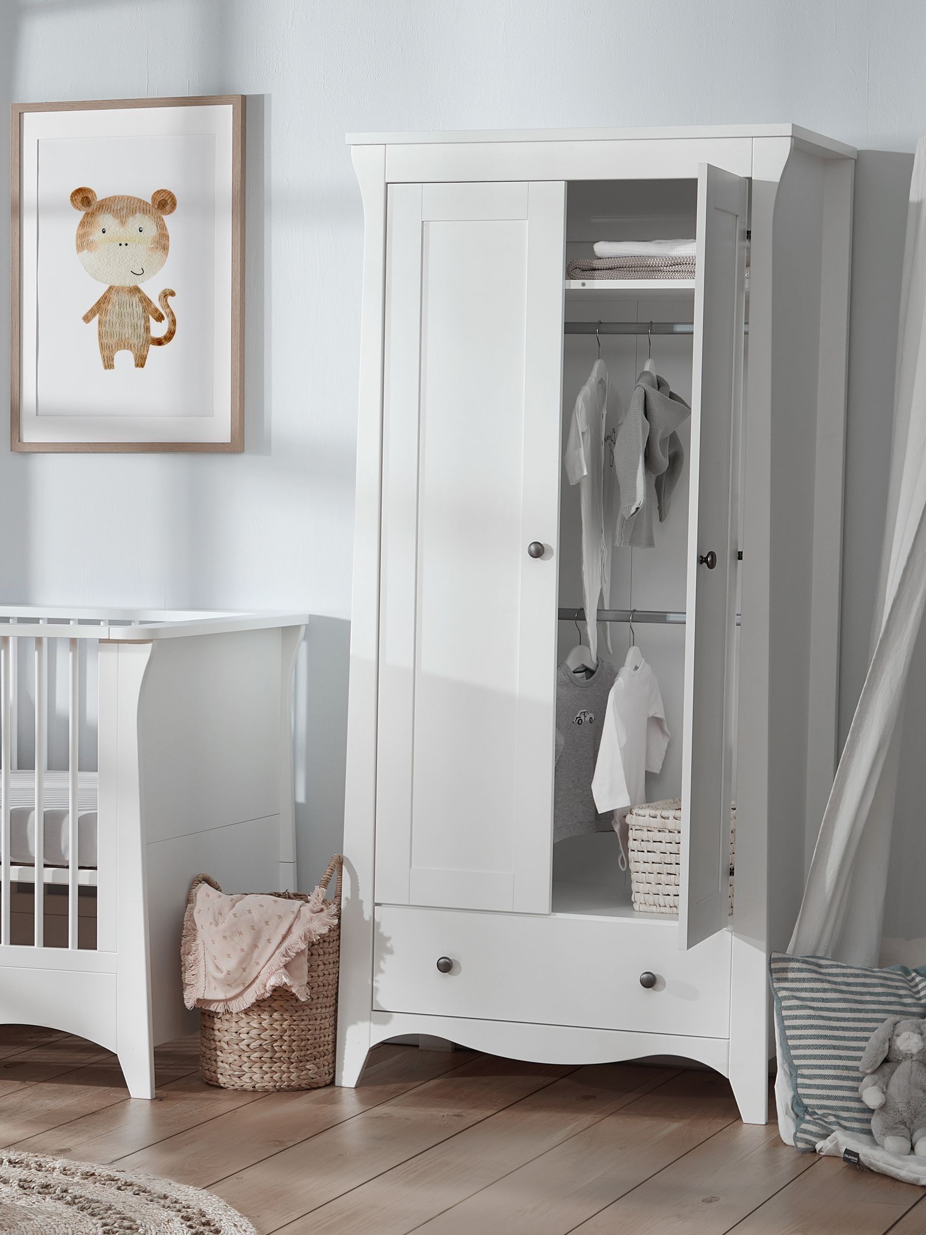 CuddleCo White Clara 2 Door Nursery Wardrobe - Image 2 of 5