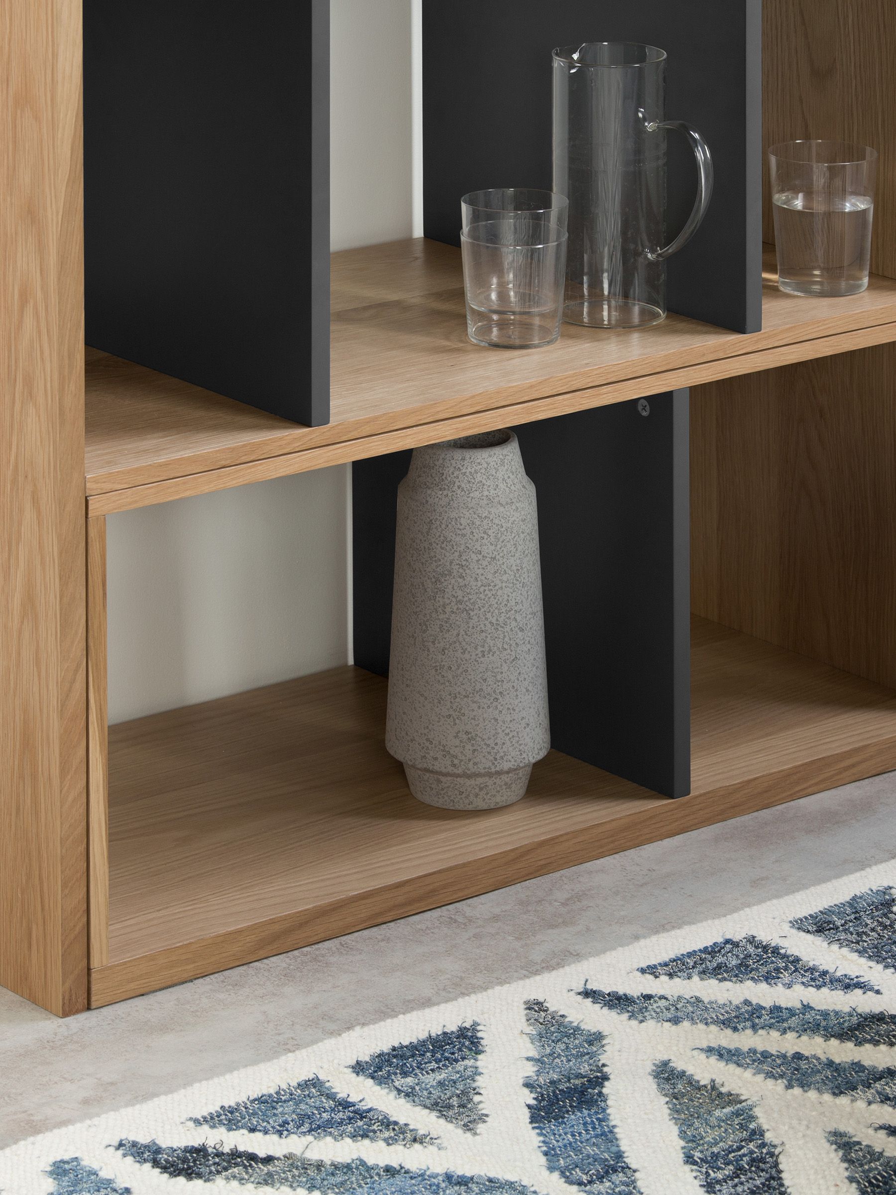 Kya Shelving Unit in Oak and Grey - Image 3 of 8
