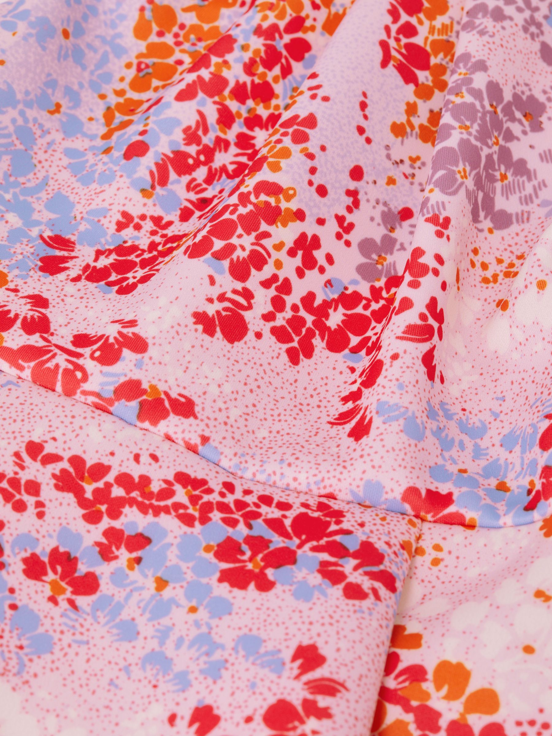 9-14 yrs Floral Print Pleated Scuba Dress in Pink Print - Image 6 of 6