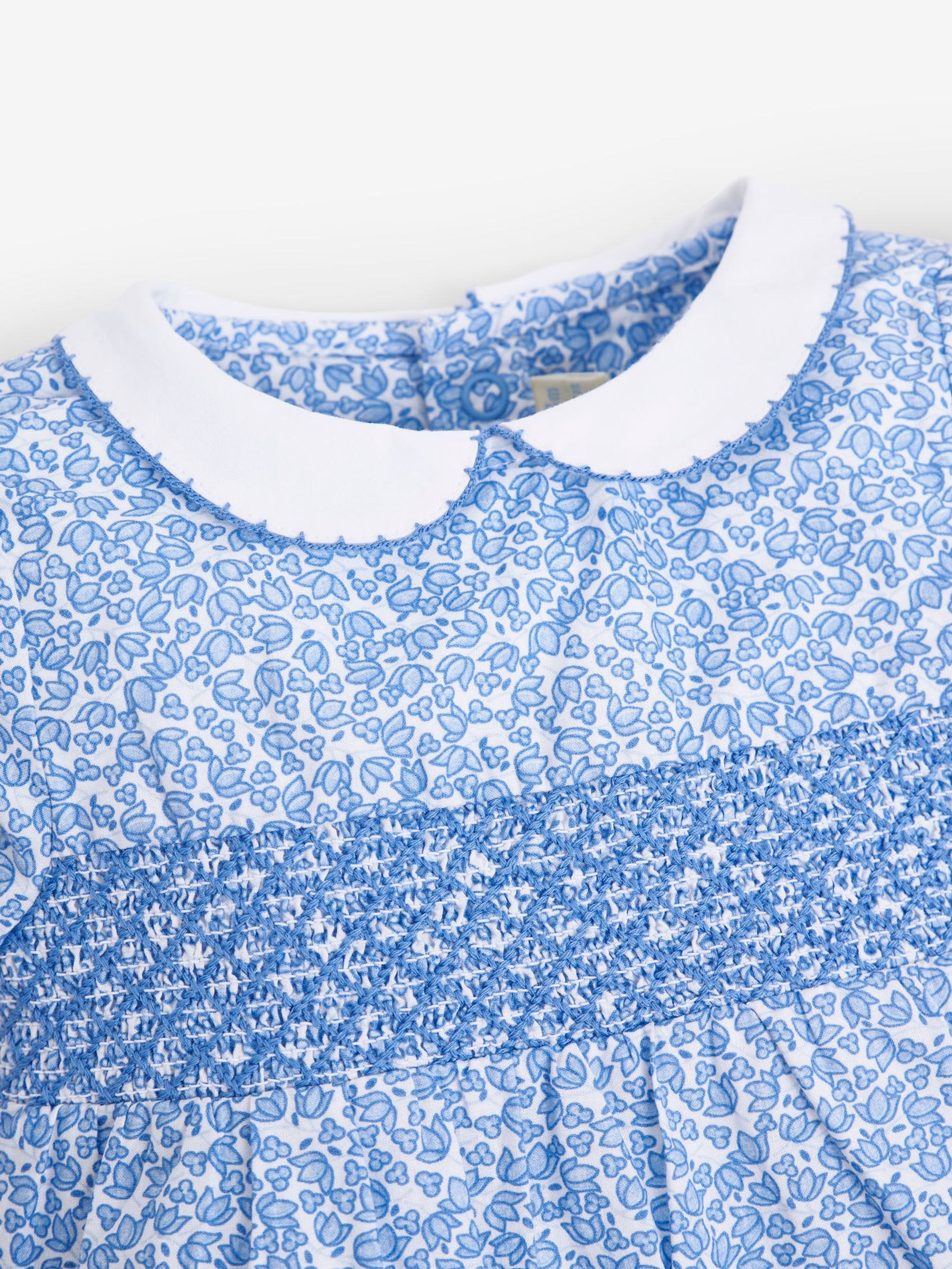 Blue Bud Print Smocked Baby Romper - Image 2 of 2