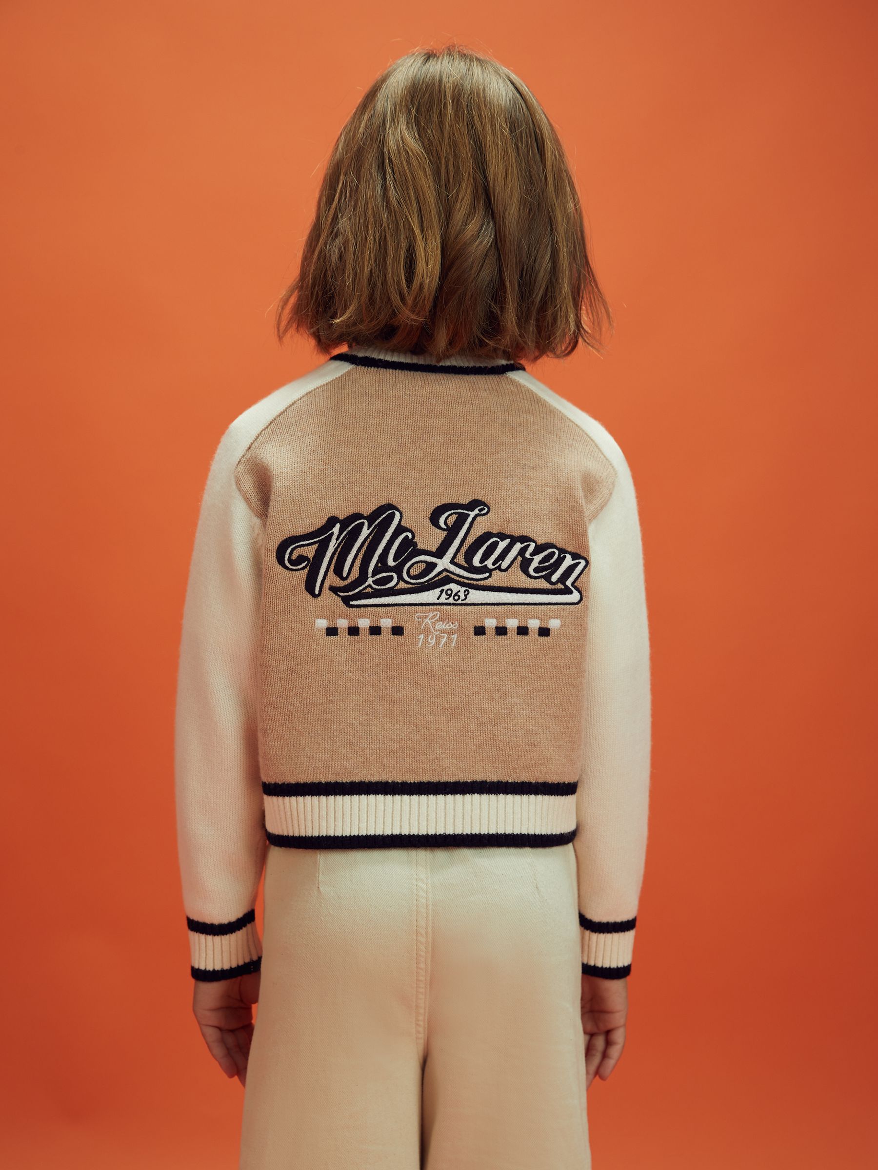 9-13 yrs McLaren F1 Wool Cashmere Cropped Jumper in Camel/Ecru - Image 5 of 8