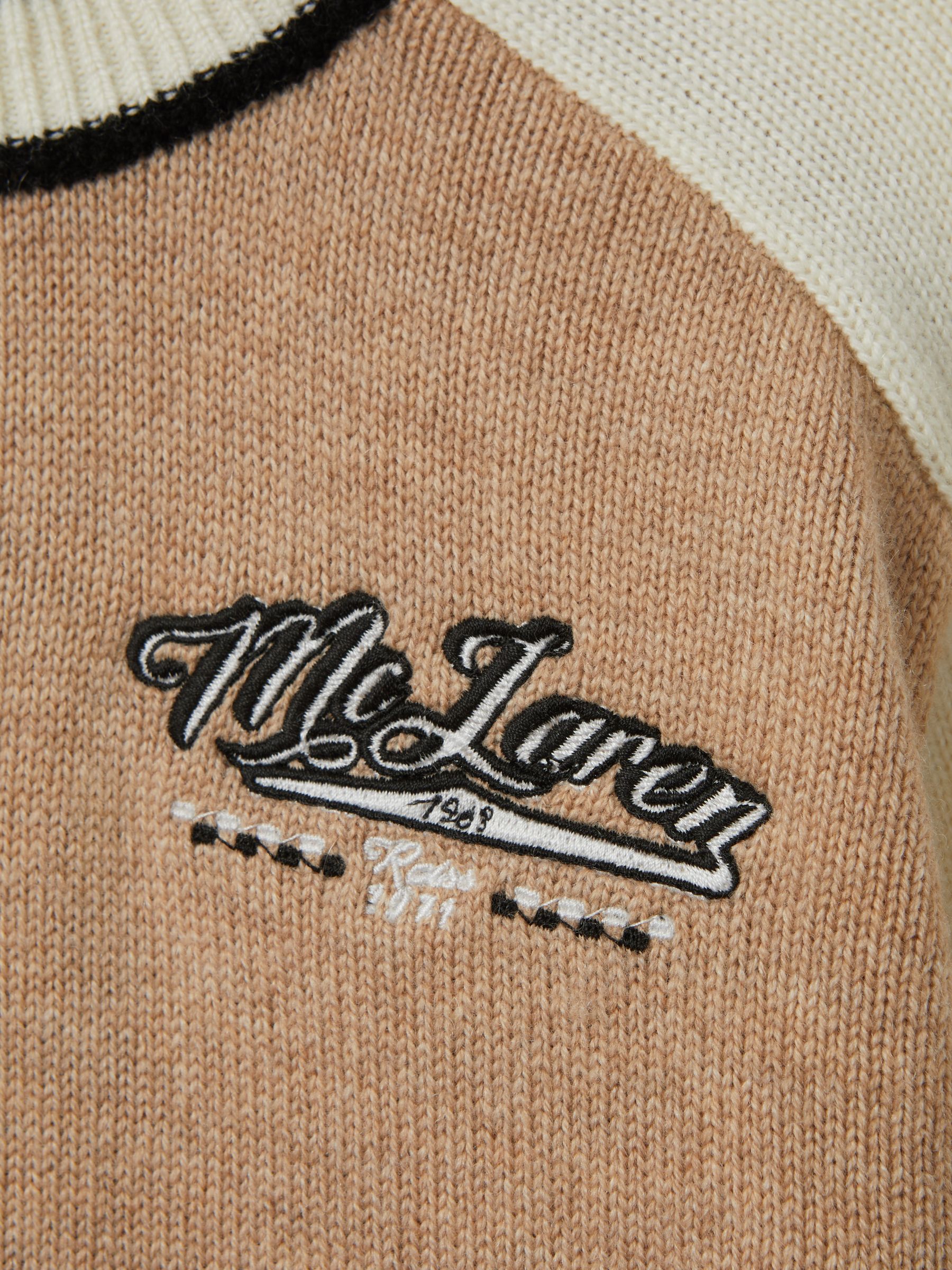 9-13 yrs McLaren F1 Wool Cashmere Cropped Jumper in Camel/Ecru - Image 6 of 8