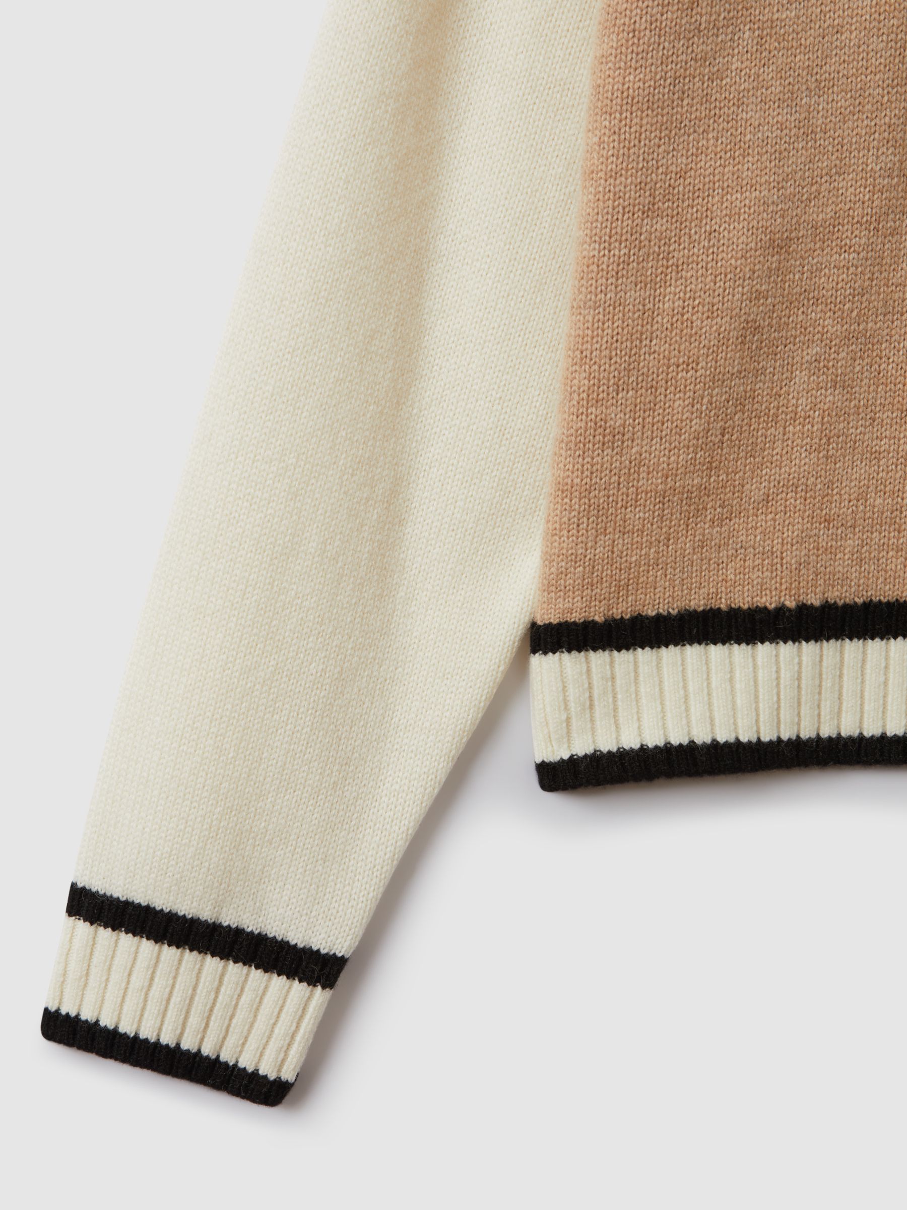 9-13 yrs McLaren F1 Wool Cashmere Cropped Jumper in Camel/Ecru - Image 7 of 8