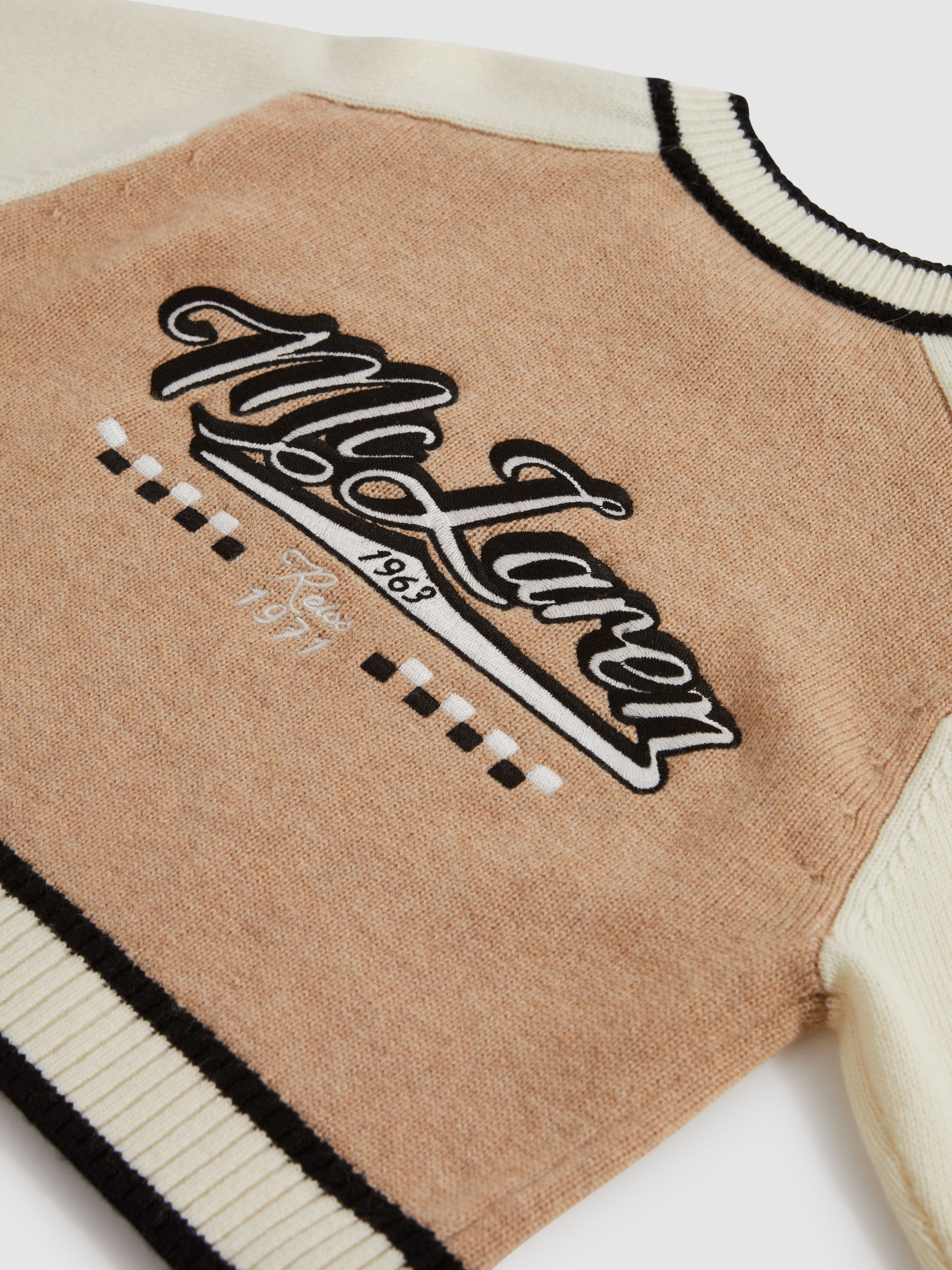 9-13 yrs McLaren F1 Wool Cashmere Cropped Jumper in Camel/Ecru - Image 8 of 8