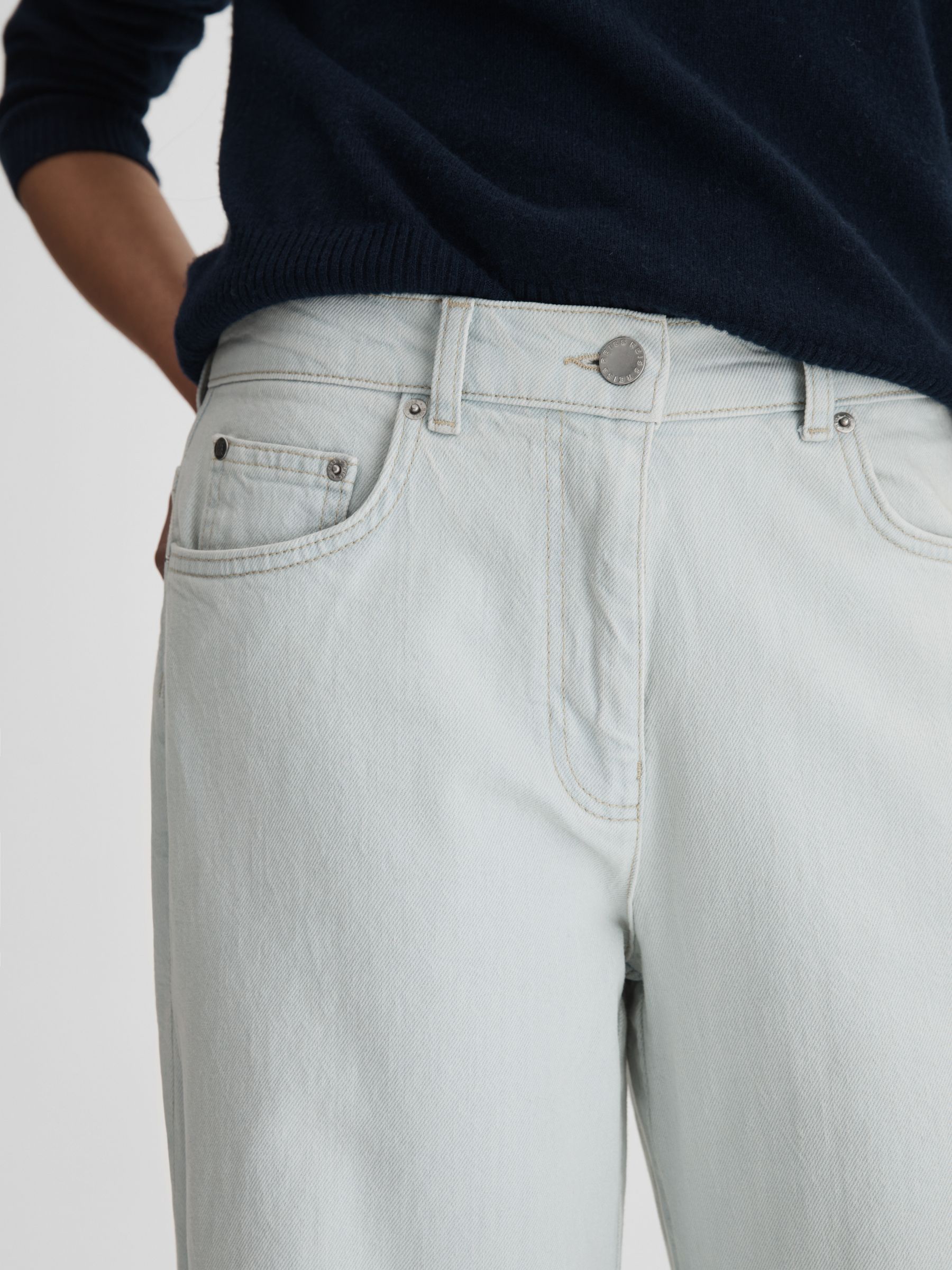 Flared Side Seam Jeans in Light Blue - image 3