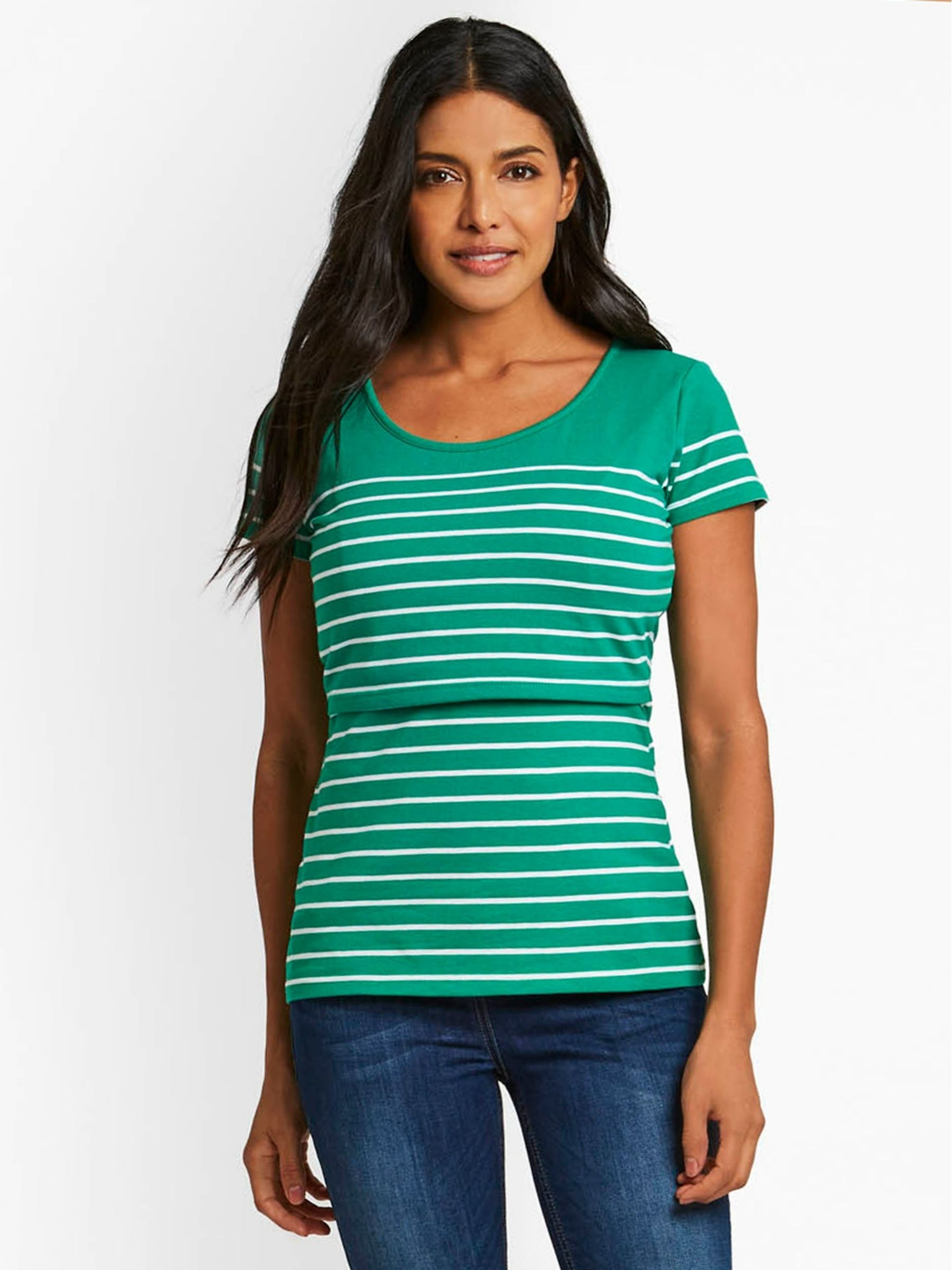 Green Green Breton Stripe Nursing T-Shirt - Image 1 of 3