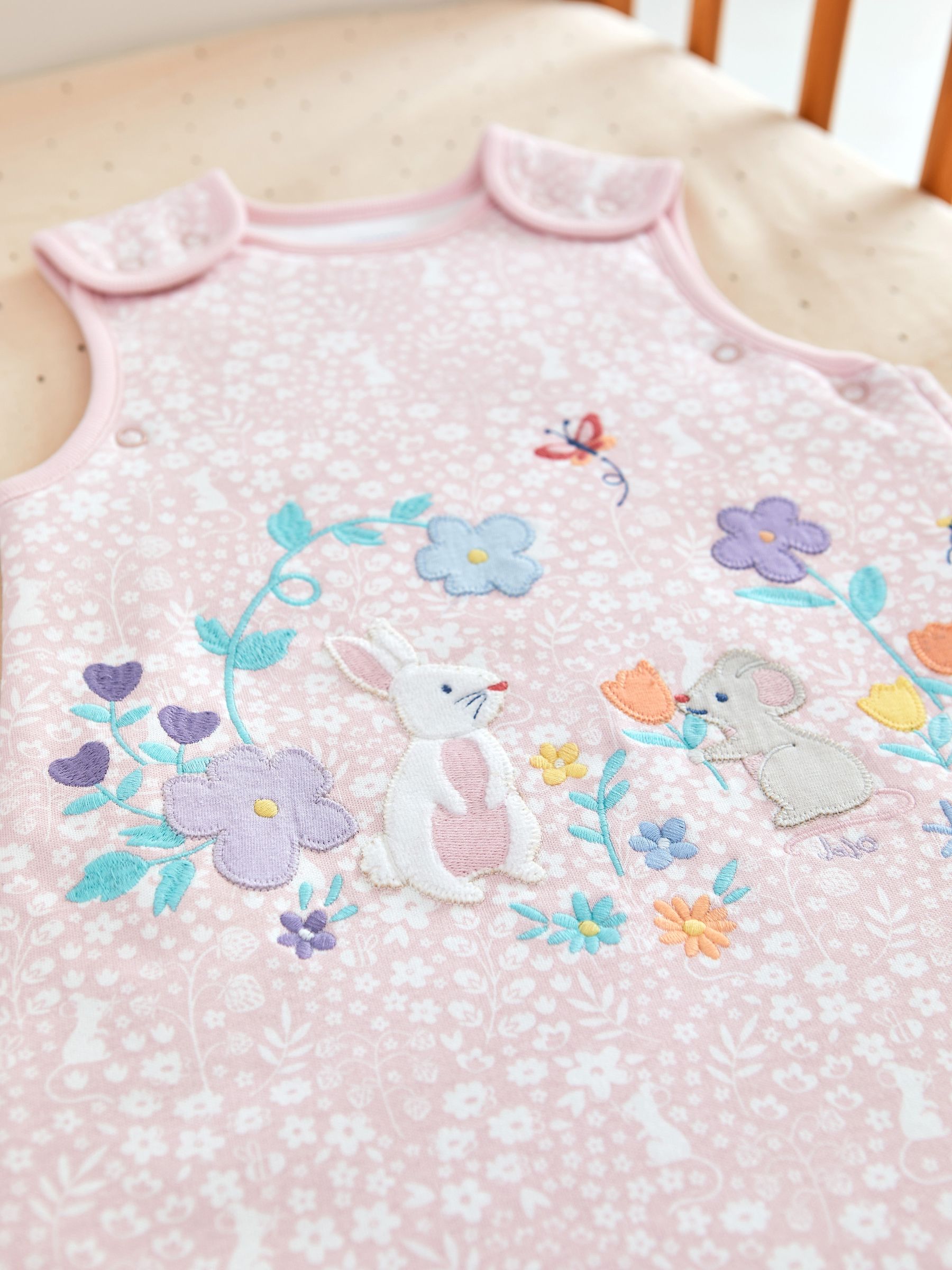 Pink Meadow Appliqué 1.5 Tog Baby Sleeping Bag - Image 3 of 5