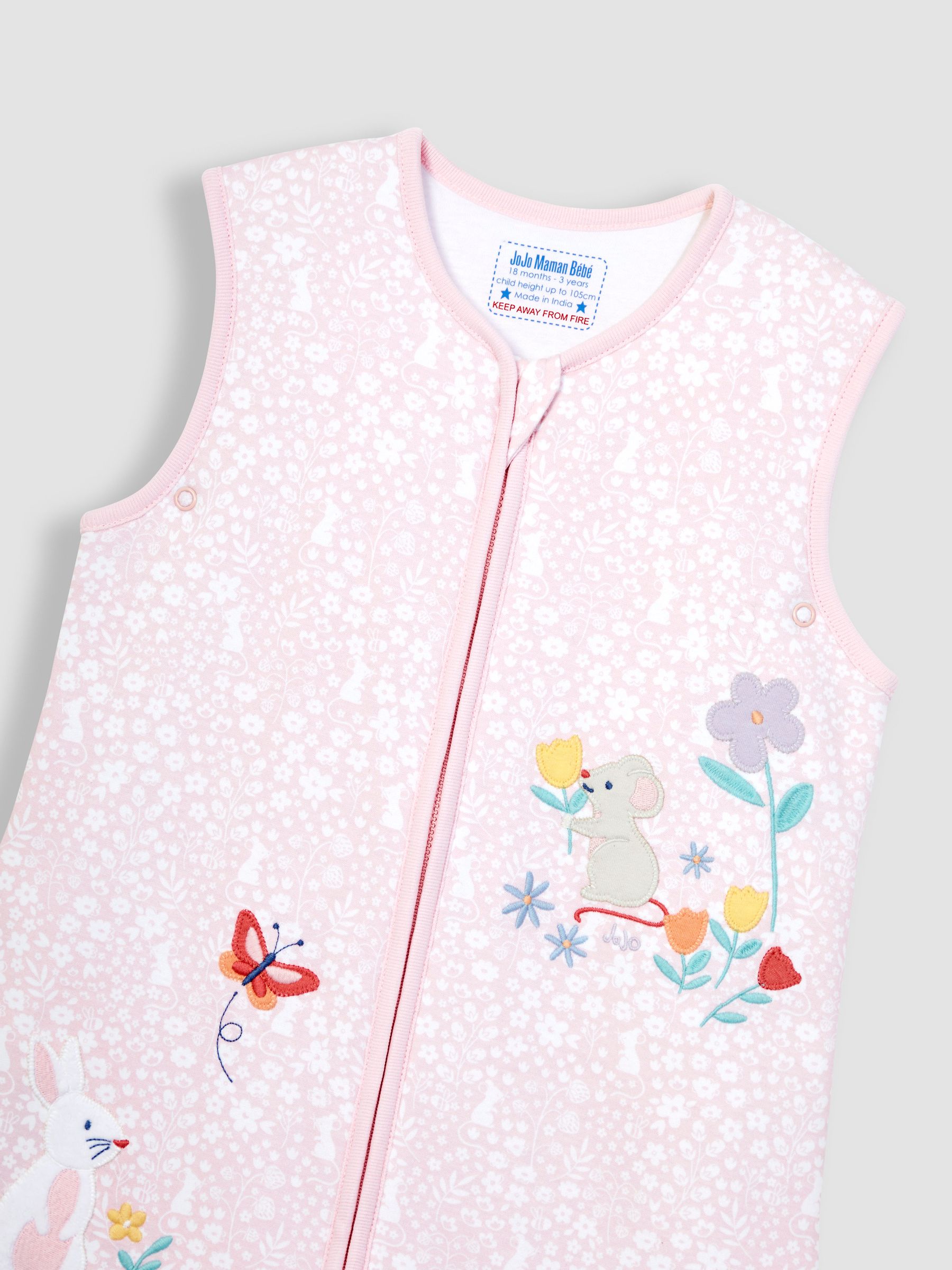 Pink Meadow Appliqué 1.5 Tog Toddler Sleeping Bag - Image 2 of 2