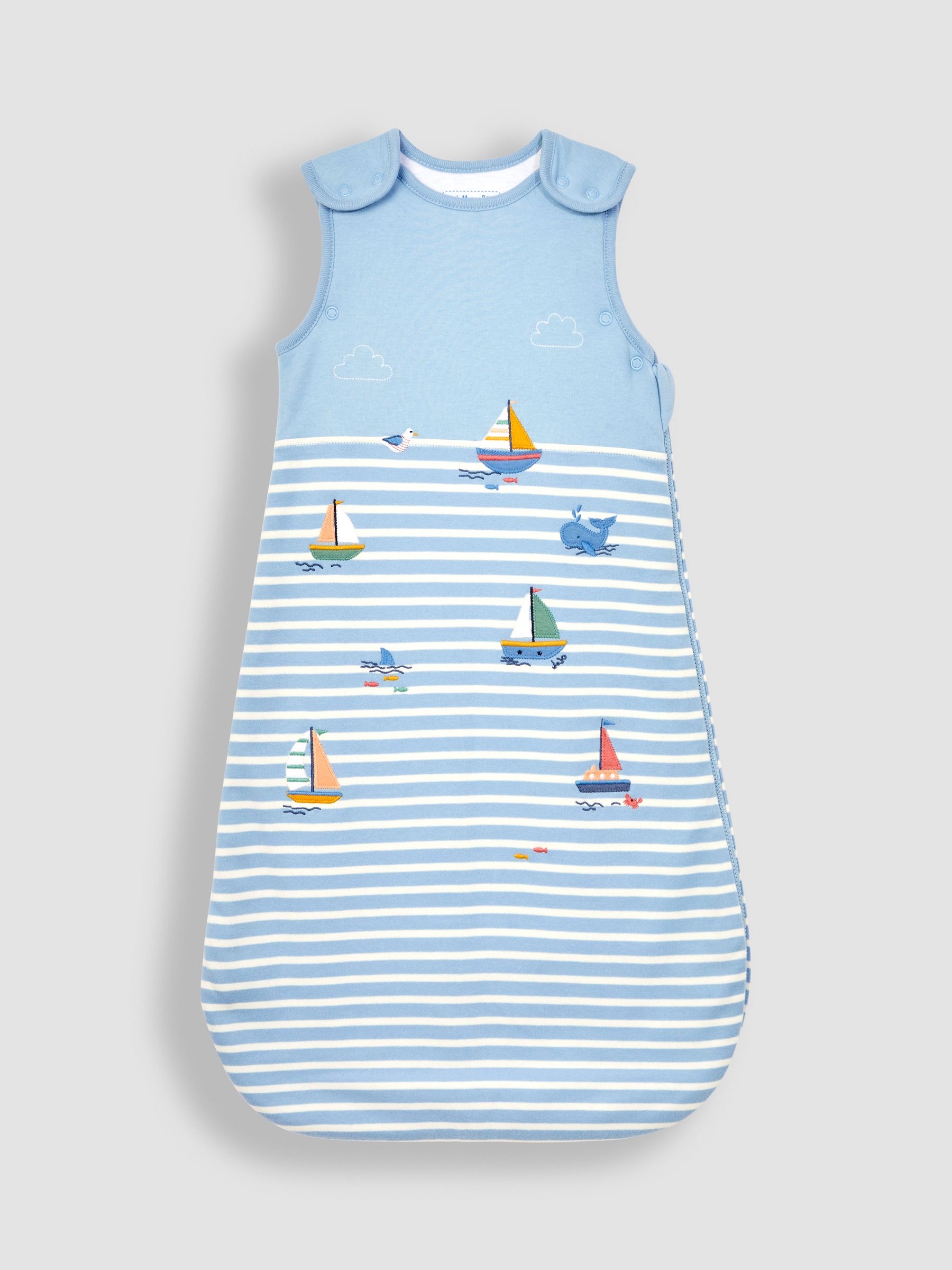 Blue Stripe Sailing Boats Appliqué 1.5 Tog Baby Sleeping Bag - Image 2 of 4