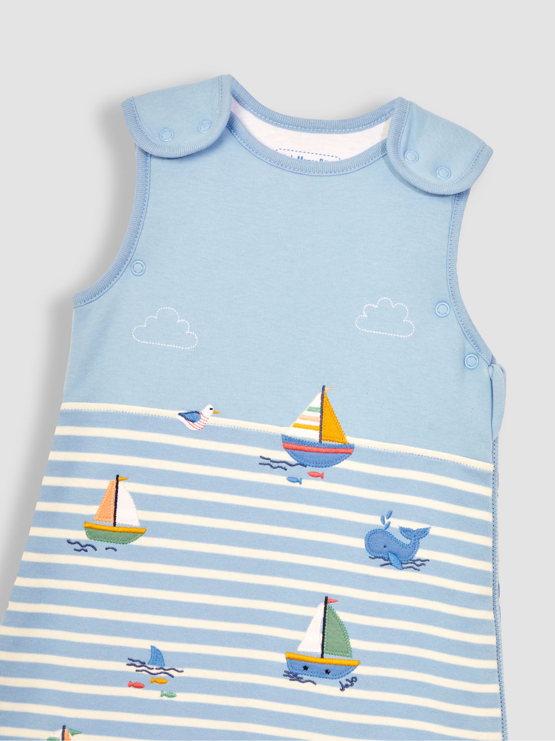 Blue Stripe Sailing Boats Appliqué 1.5 Tog Baby Sleeping Bag - Image 3 of 4