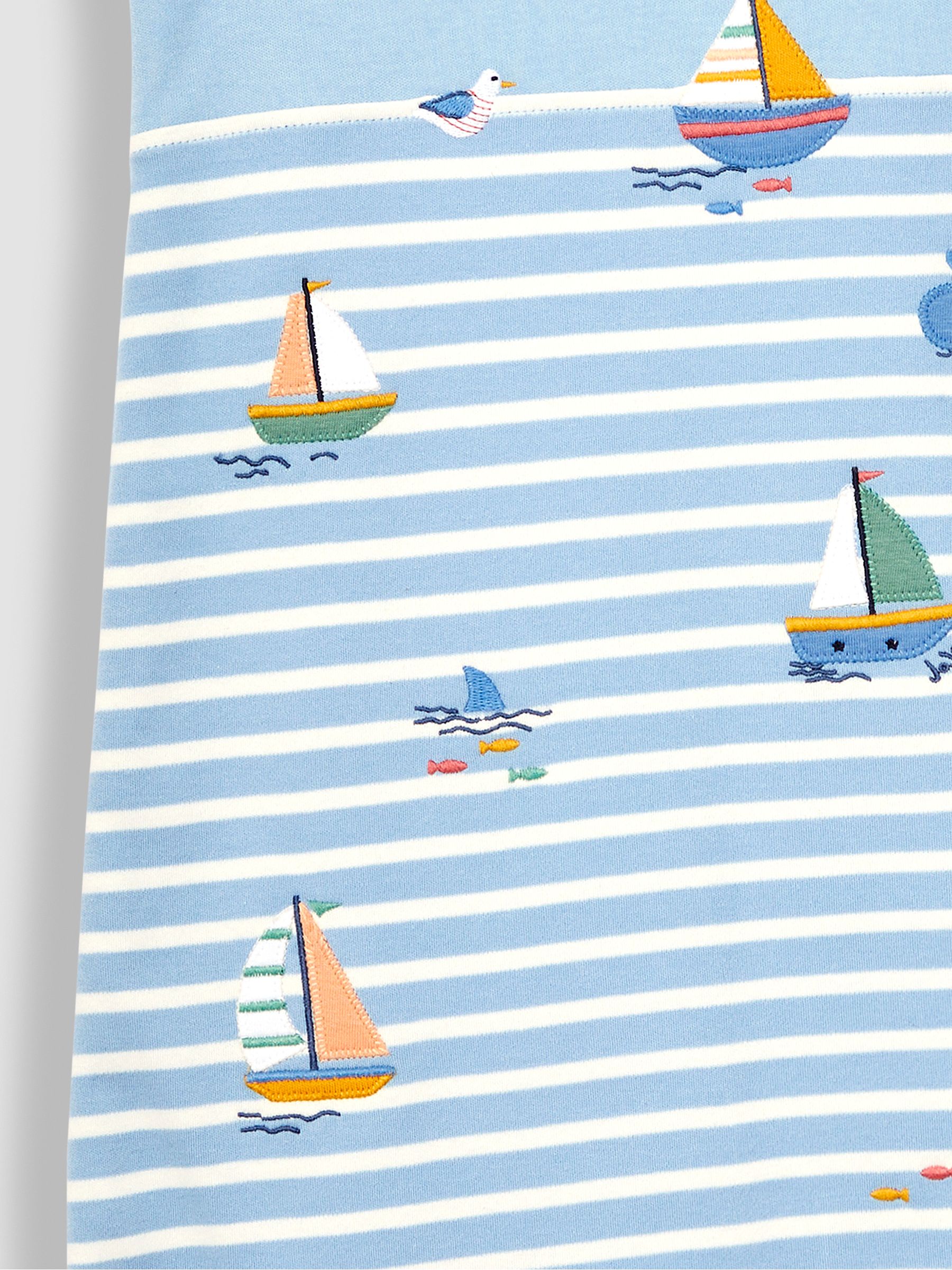 Blue Stripe Sailing Boats Appliqué 1.5 Tog Baby Sleeping Bag - Image 4 of 4