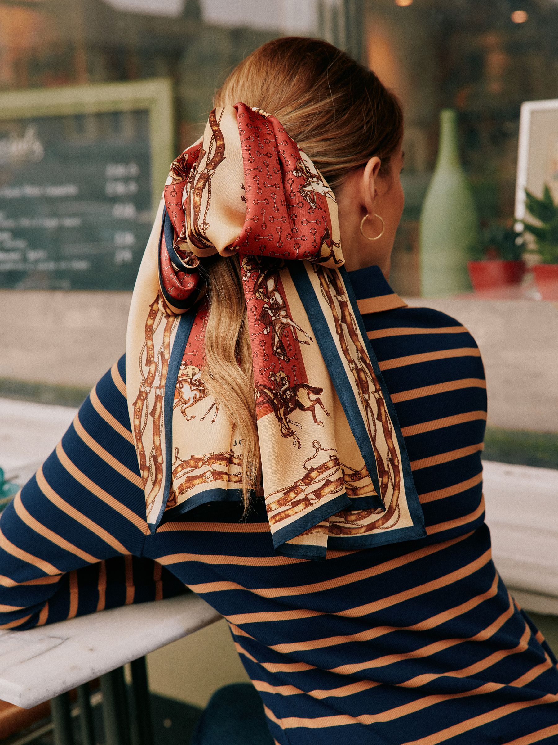 Windsor Red Printed Long Silk Scarf - Image 5 of 8