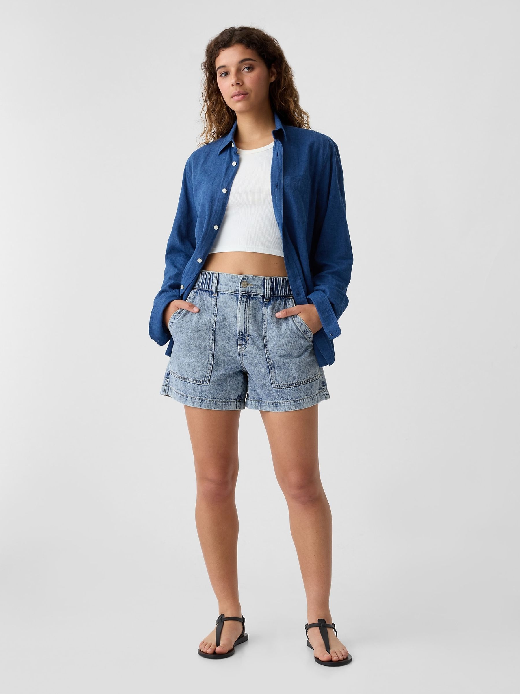 Blue Pull On Utility Shorts - Image 5 of 5