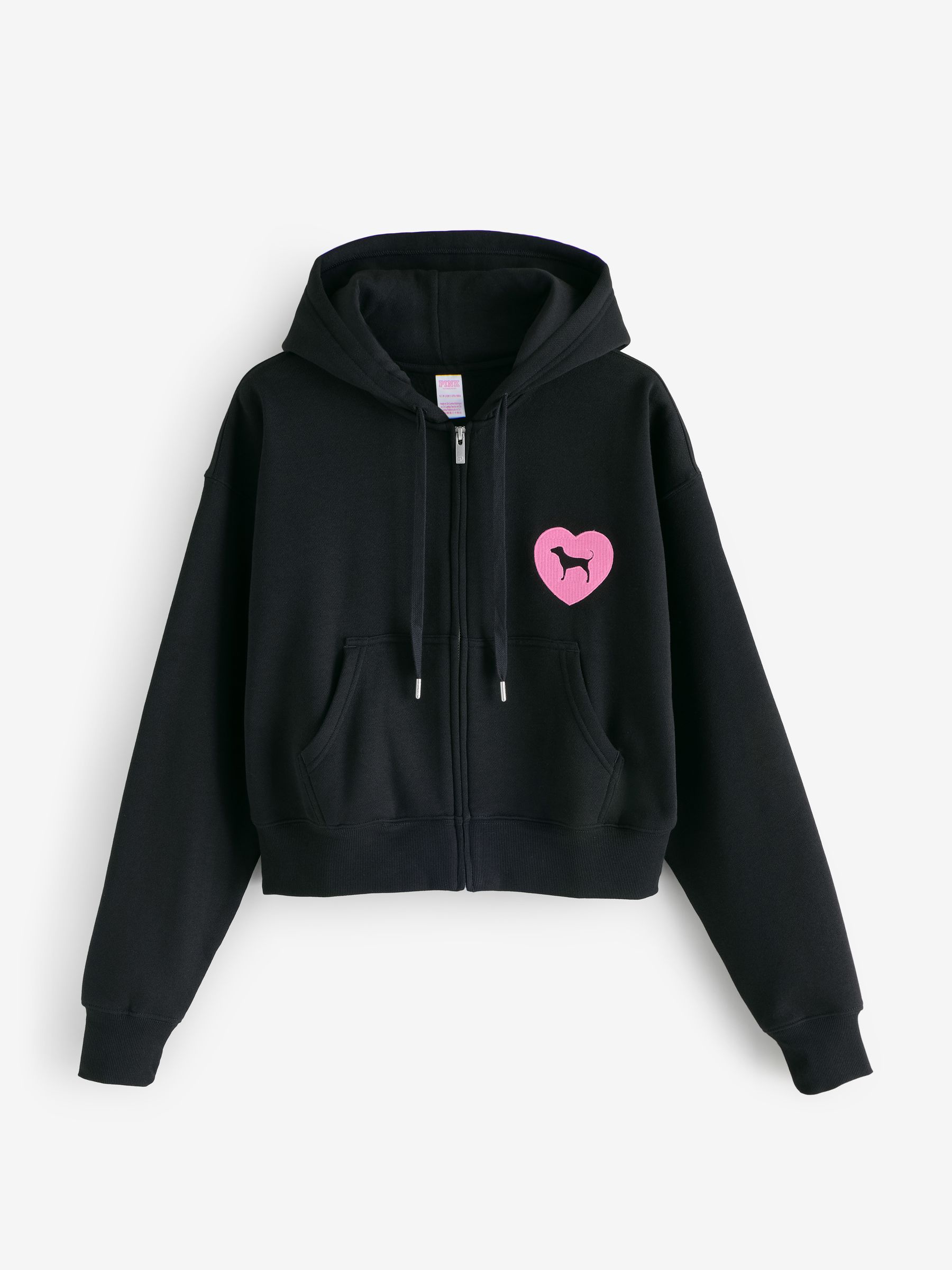 Black London Shrunken Full Zip Hoodie - Image 3 of 6
