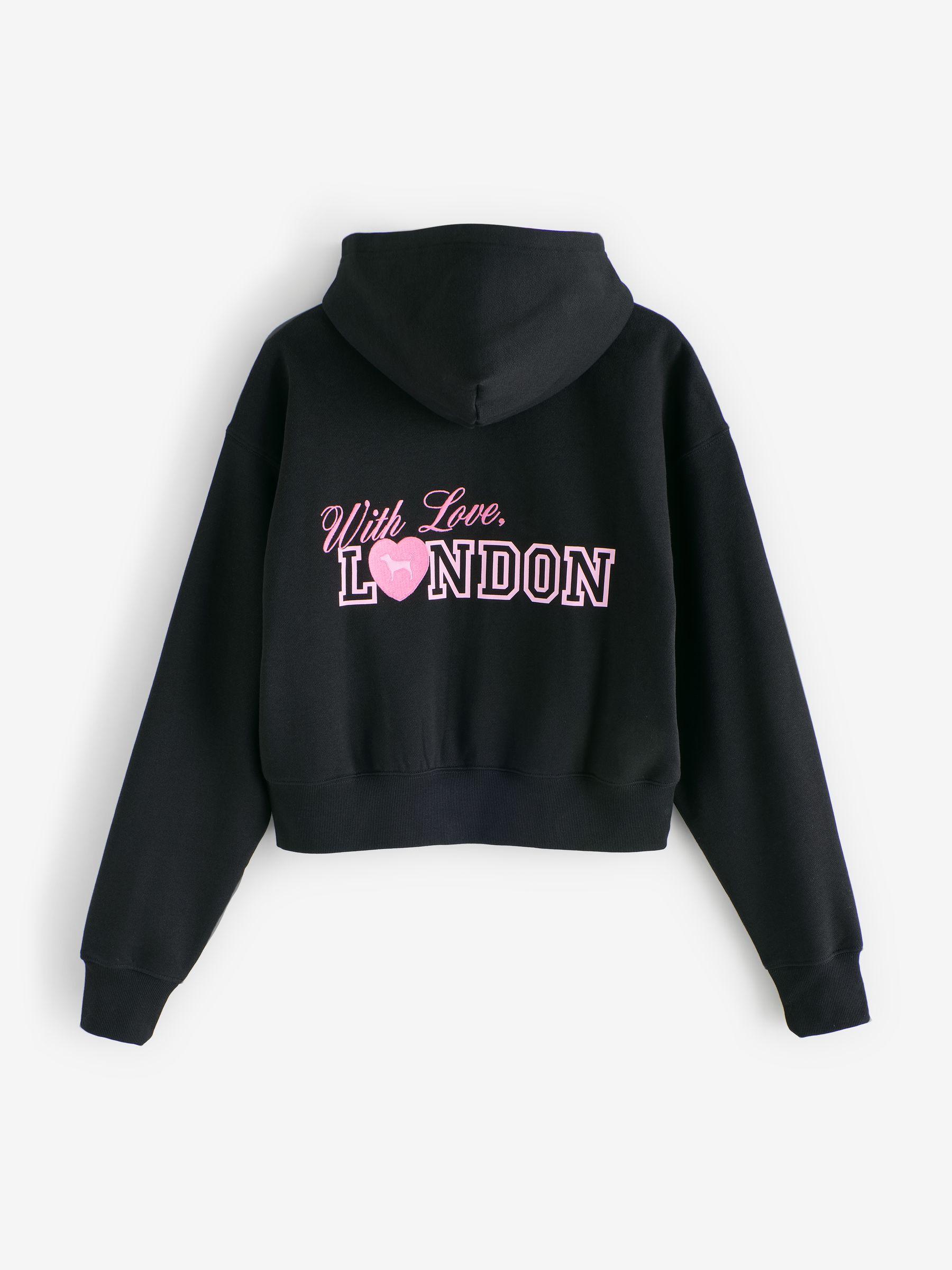 Black London Shrunken Full Zip Hoodie - Image 4 of 6