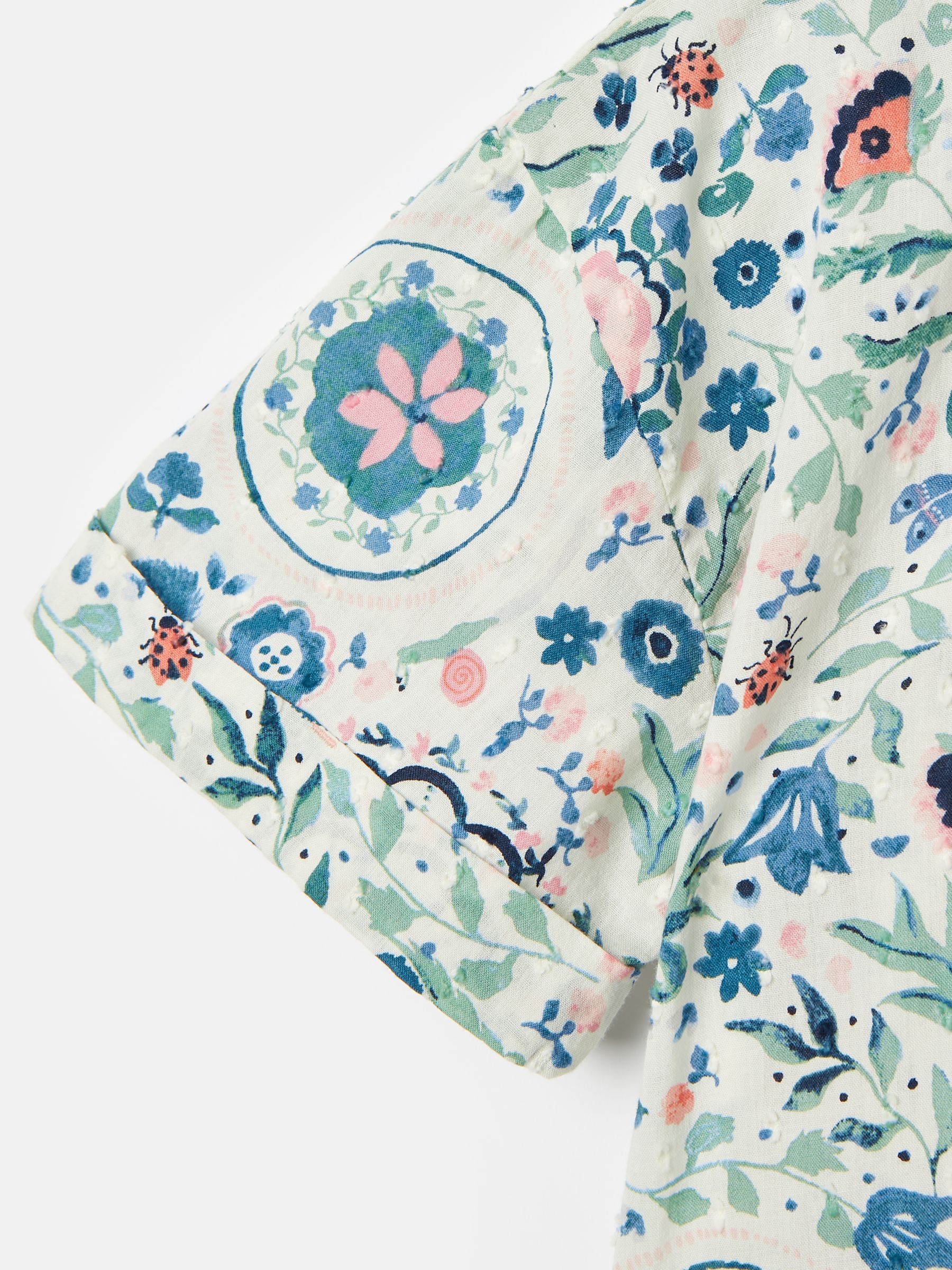 Girls' Summer Pink / Green Textured Shirt Dress - Image 11 of 11