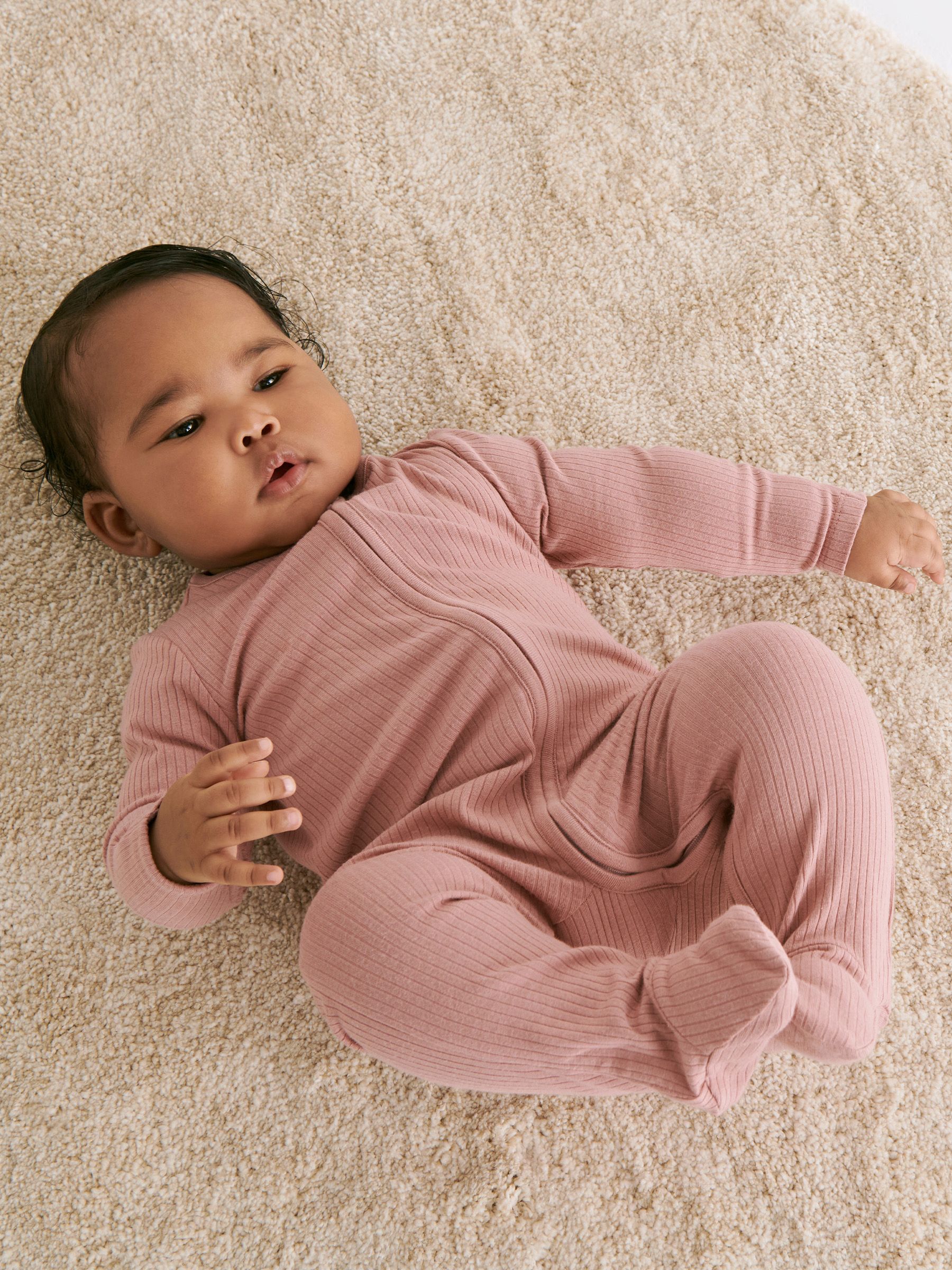 MORI Rose Pink Stretch Supersoft 2 Way Zip Sleepsuit - Image 1 of 7