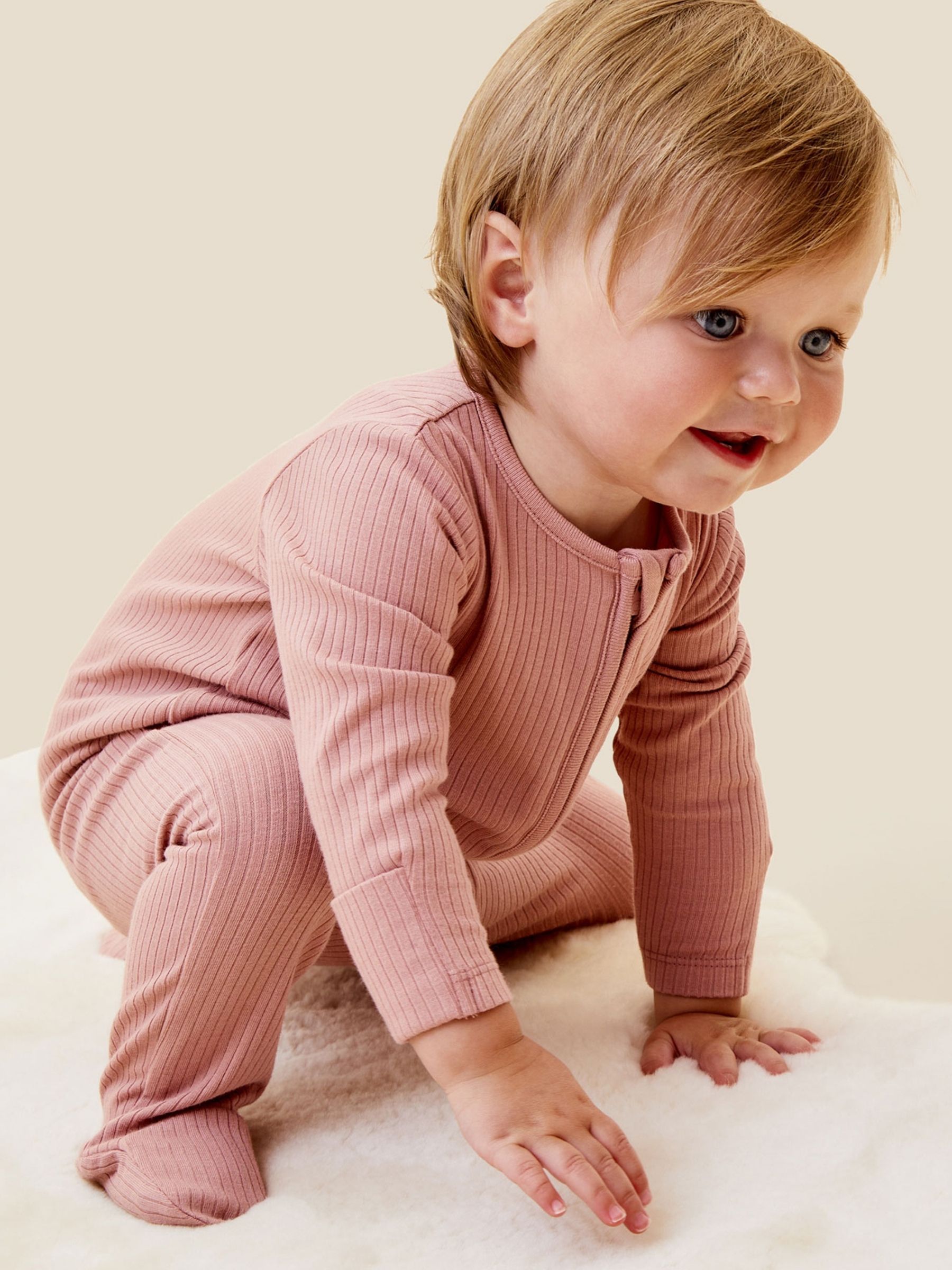 MORI Rose Pink Stretch Supersoft 2 Way Zip Sleepsuit - Image 2 of 7