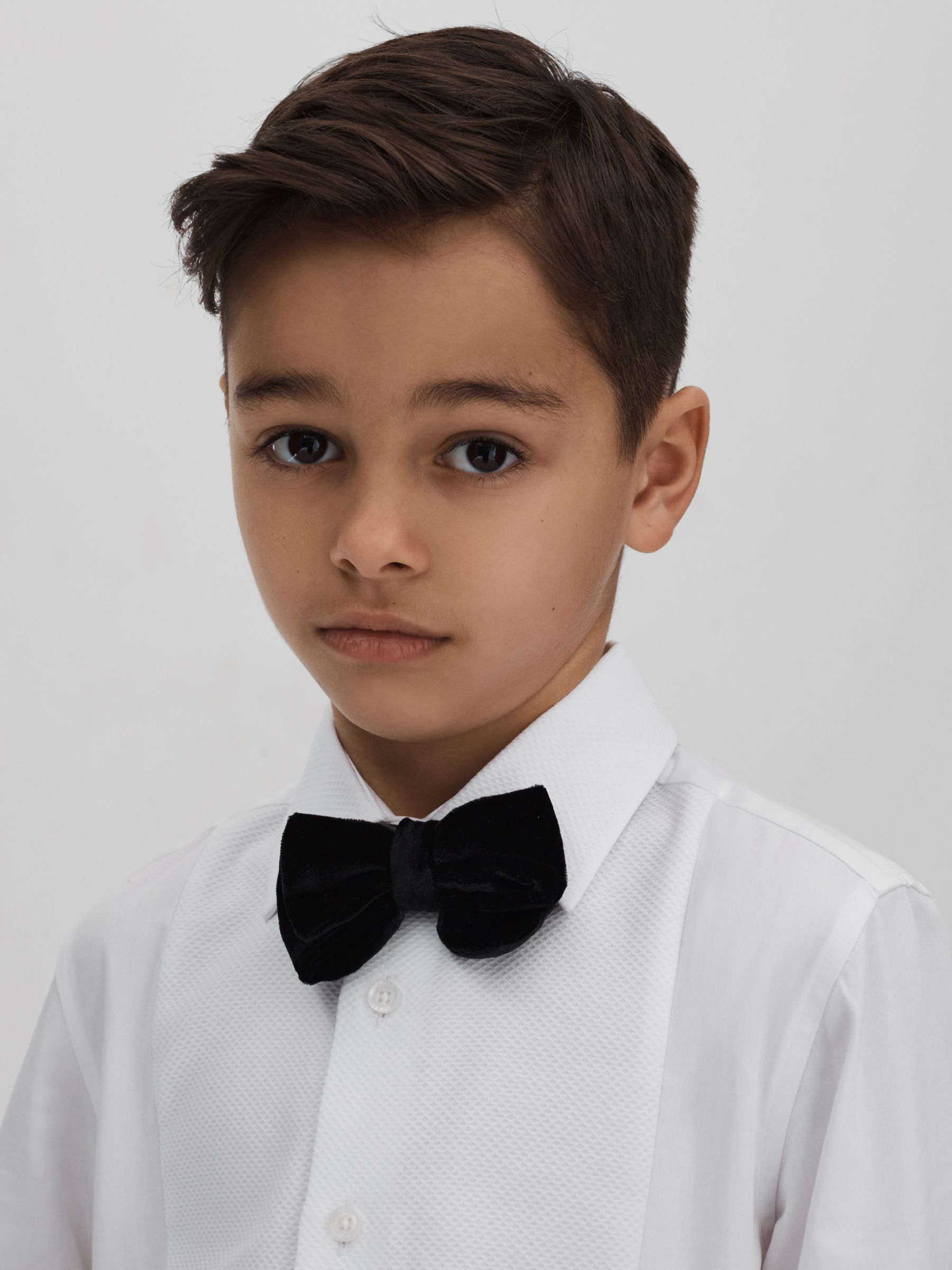 3-9 yrs Slim Fit Textured Bib Dinner Shirt in White - Image 3 of 6