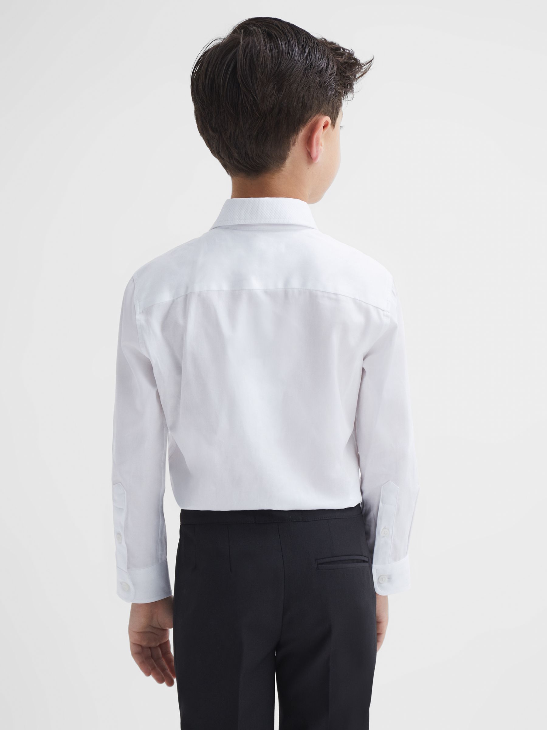 3-9 yrs Slim Fit Textured Bib Dinner Shirt in White - Image 5 of 6