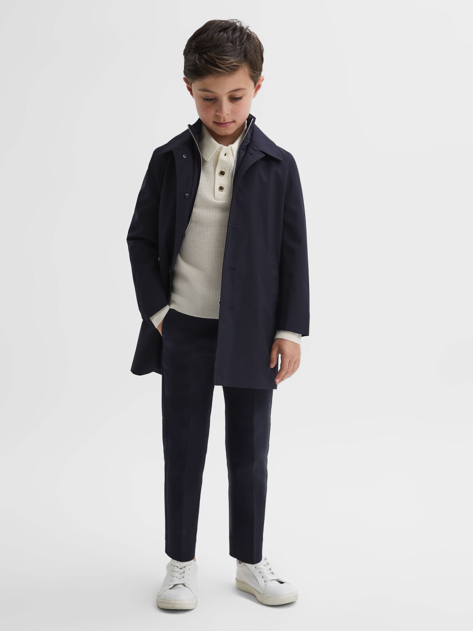 Junior Merino Wool Polo Shirt in Ecru - Image 4 of 6