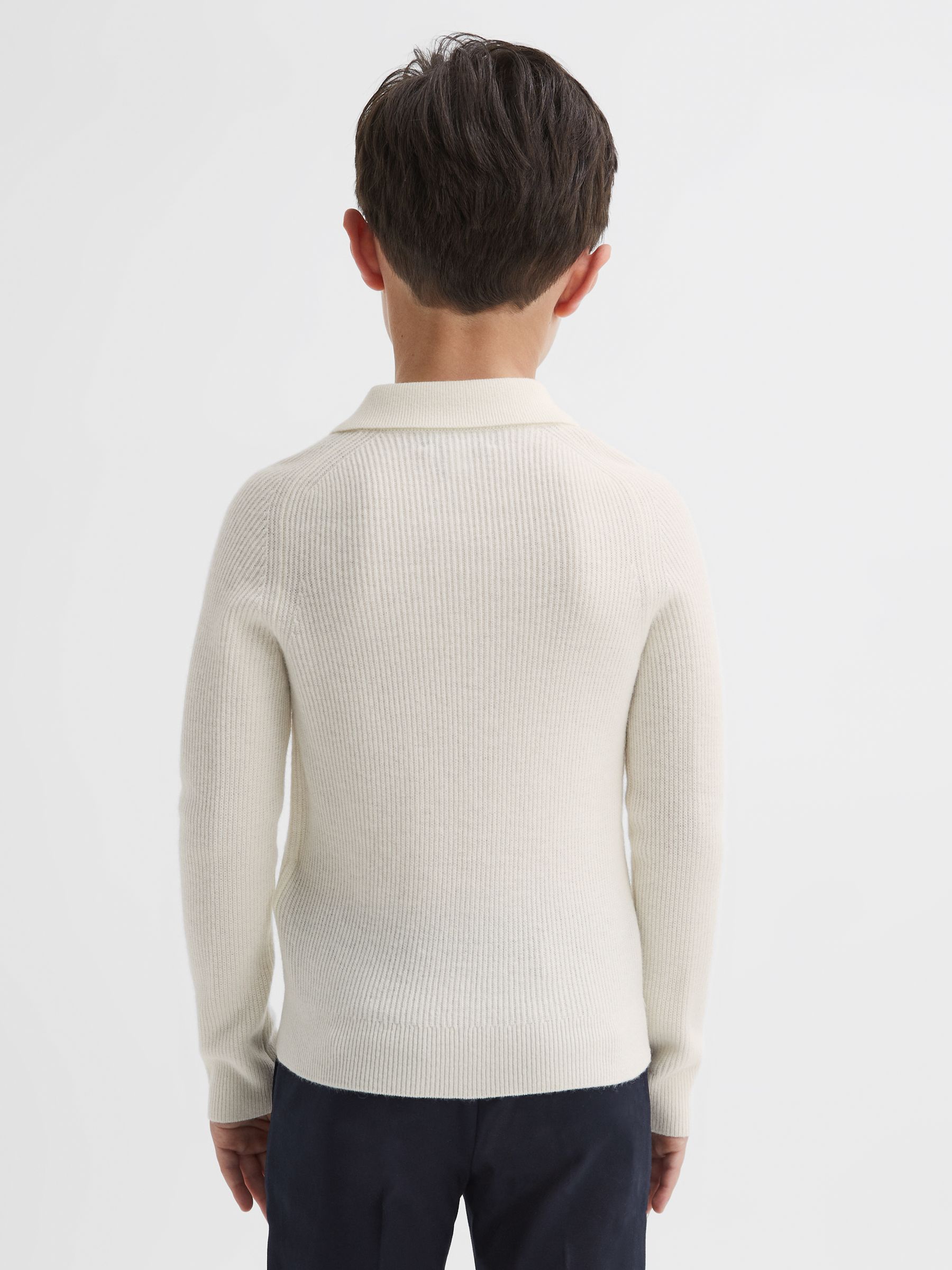 Junior Merino Wool Polo Shirt in Ecru - Image 5 of 6