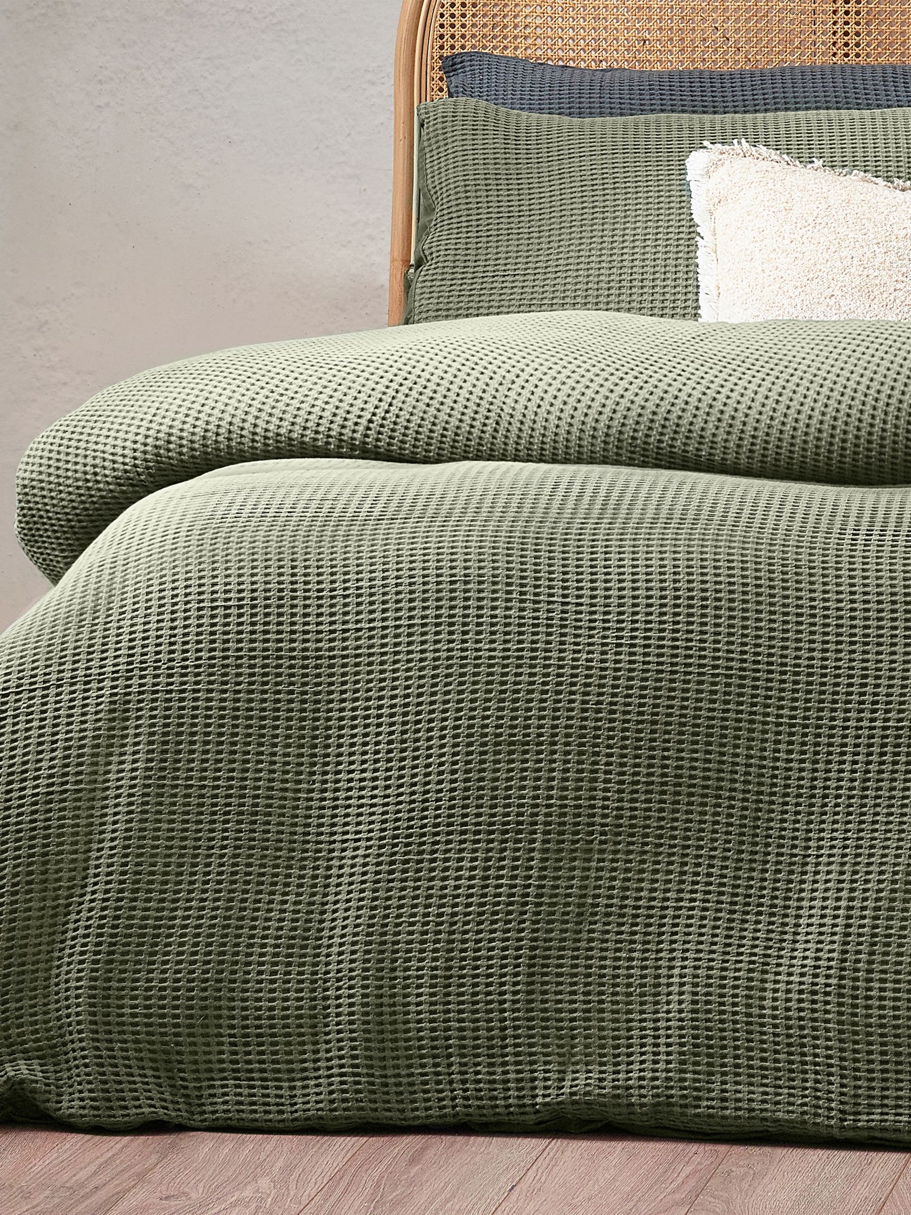 Yard Eucalpytus Green Chunky Waffle 100% Cotton Duvet Cover Set