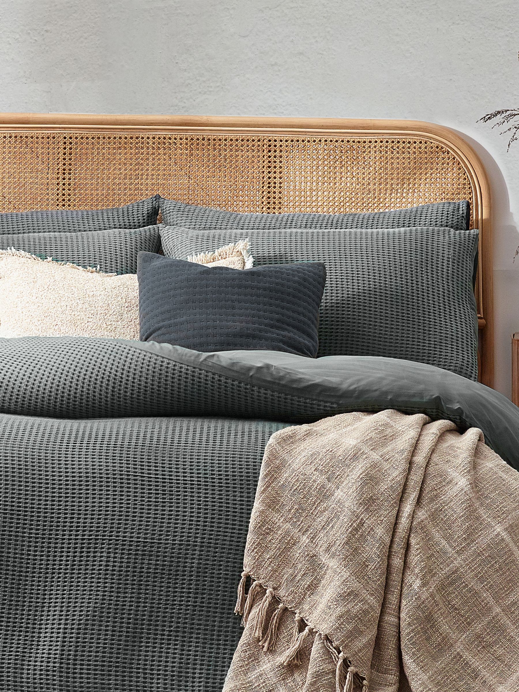 Yard Dusk Blue Chunky Waffle 100% Cotton Duvet Cover Set - Image 3 of 5