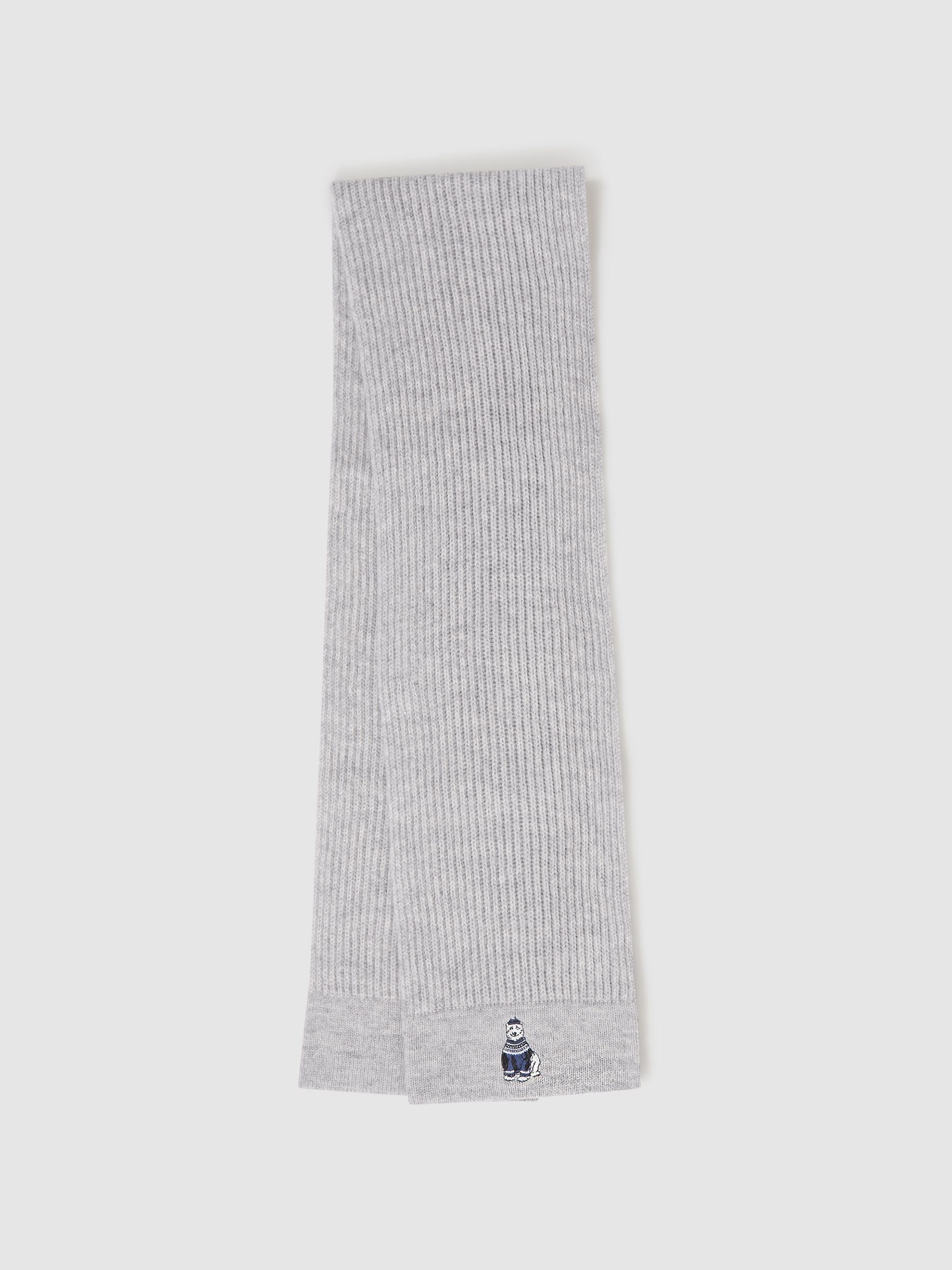 3-6 yrs Wool Motif Beanie Hat and Scarf Set in Soft Grey Melange - Image 4 of 6