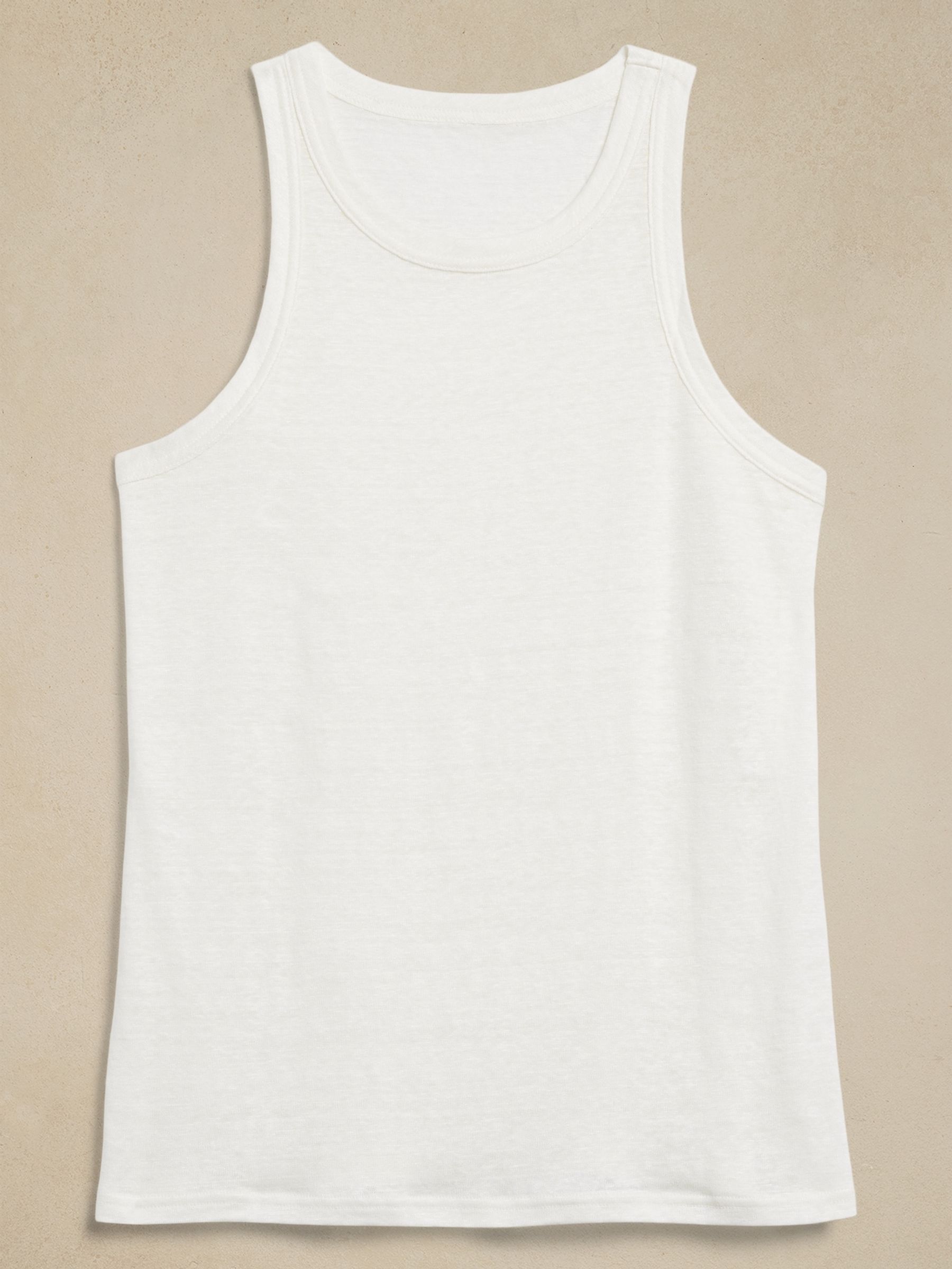 Banana Republic White 100% Linen Racer Vest Top - Image 4 of 4