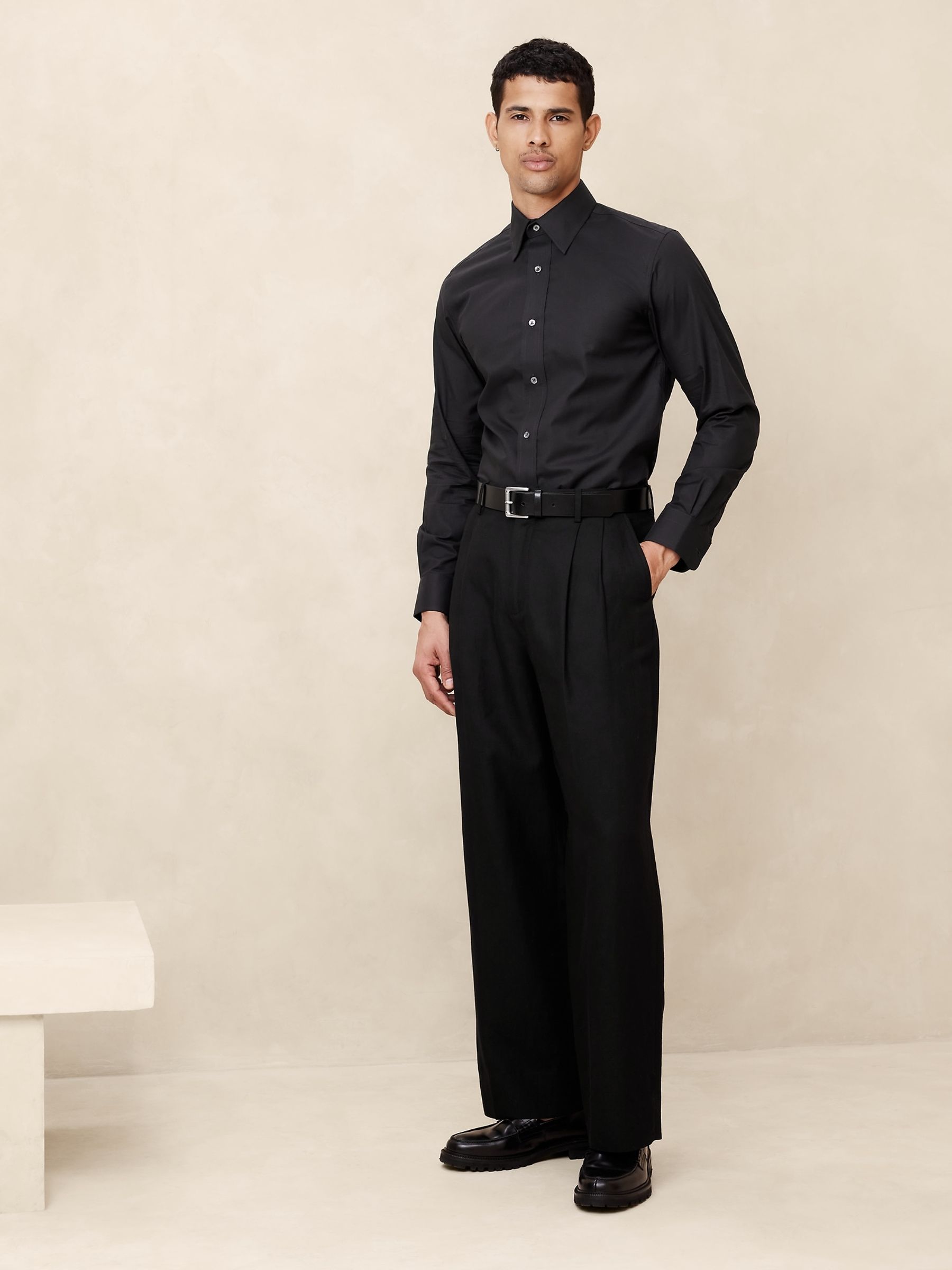 Banana Republic Black Slim Wrinkle Resistant Dress Shirt - Image 1 of 1