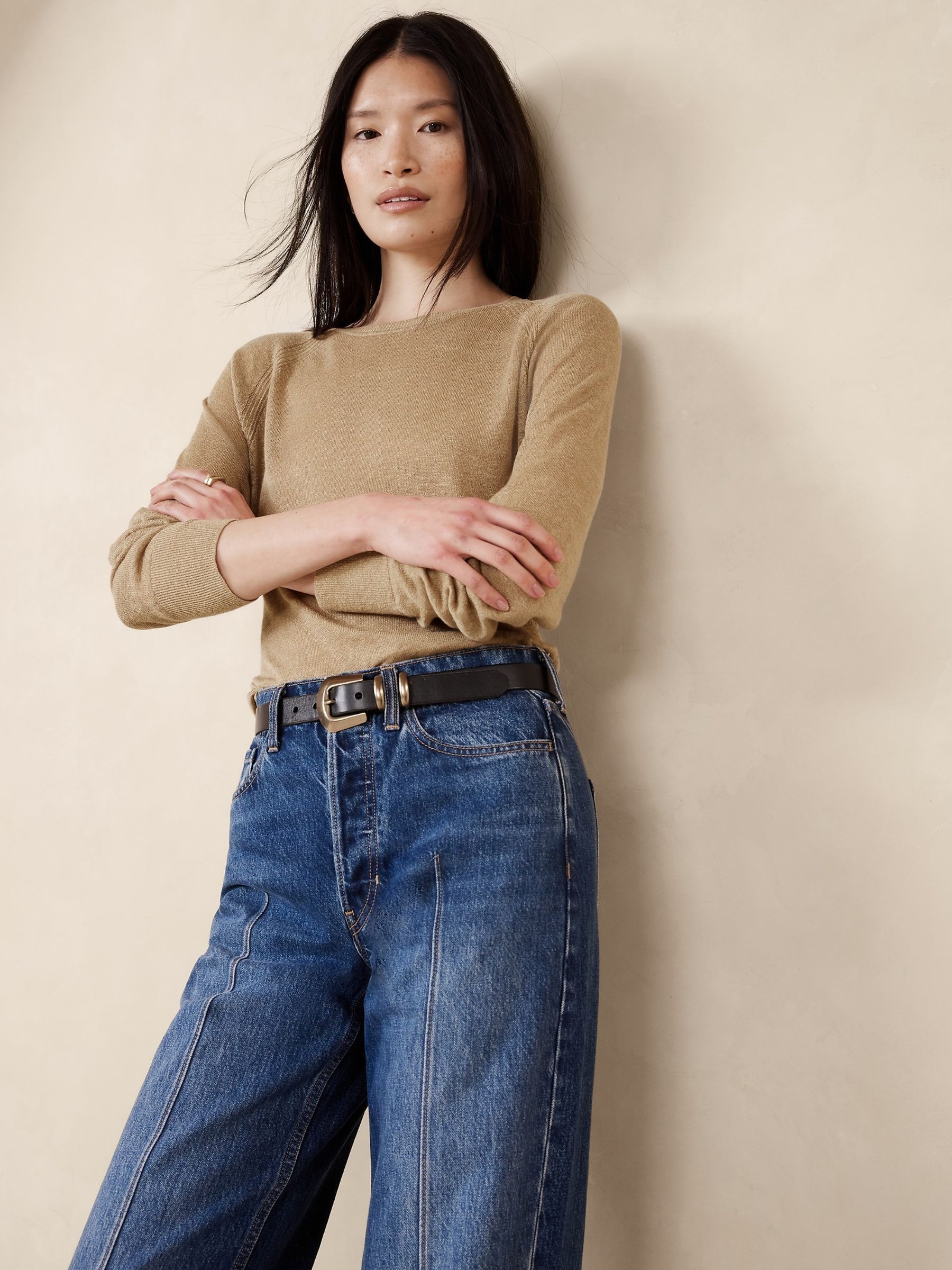 Banana Republic Beige Fern Linen-Blend Raglan Jumper - Image 1 of 1