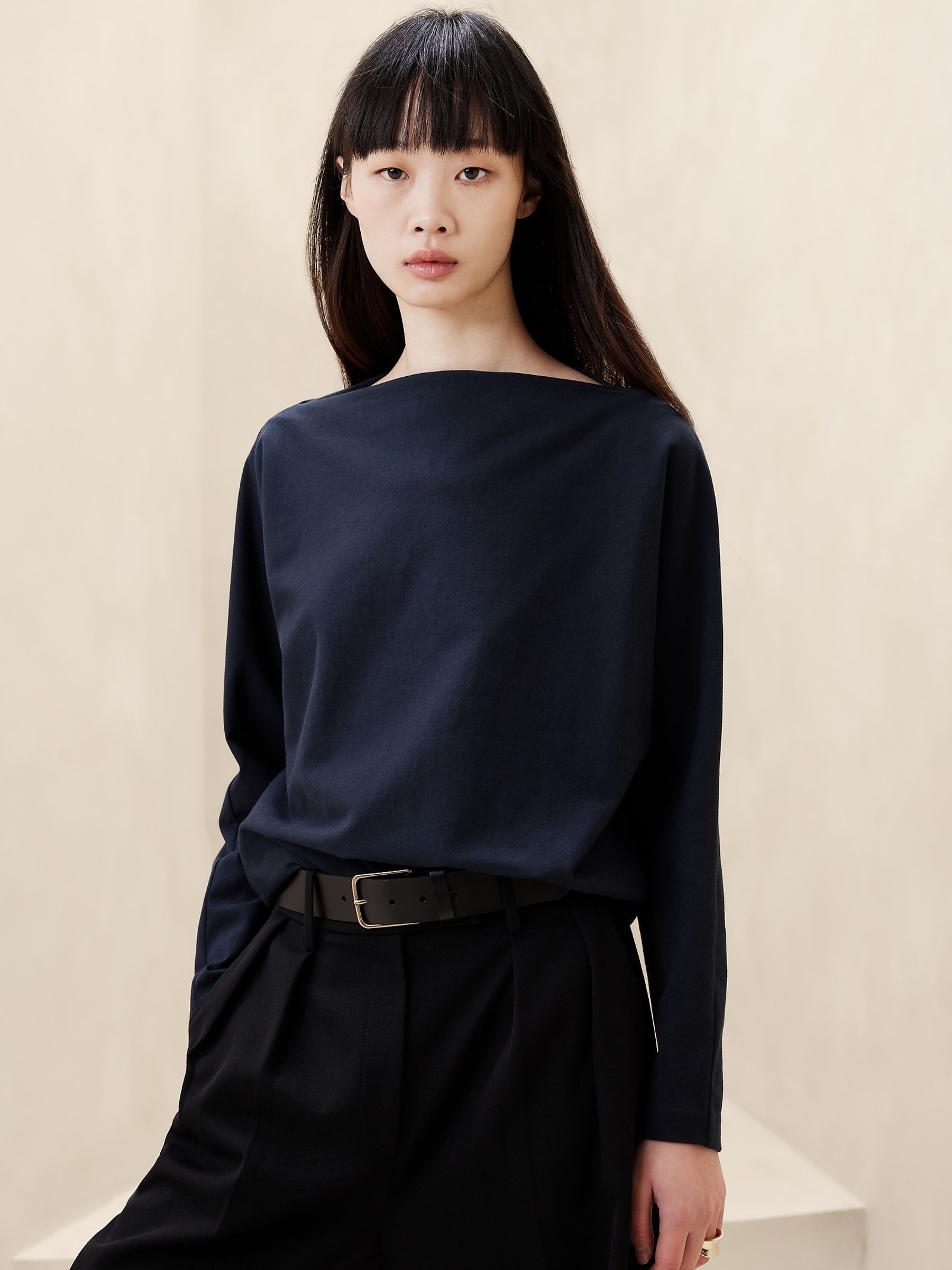 Banana Republic Blue Heavy Cotton Dolman Top - Image 1 of 4