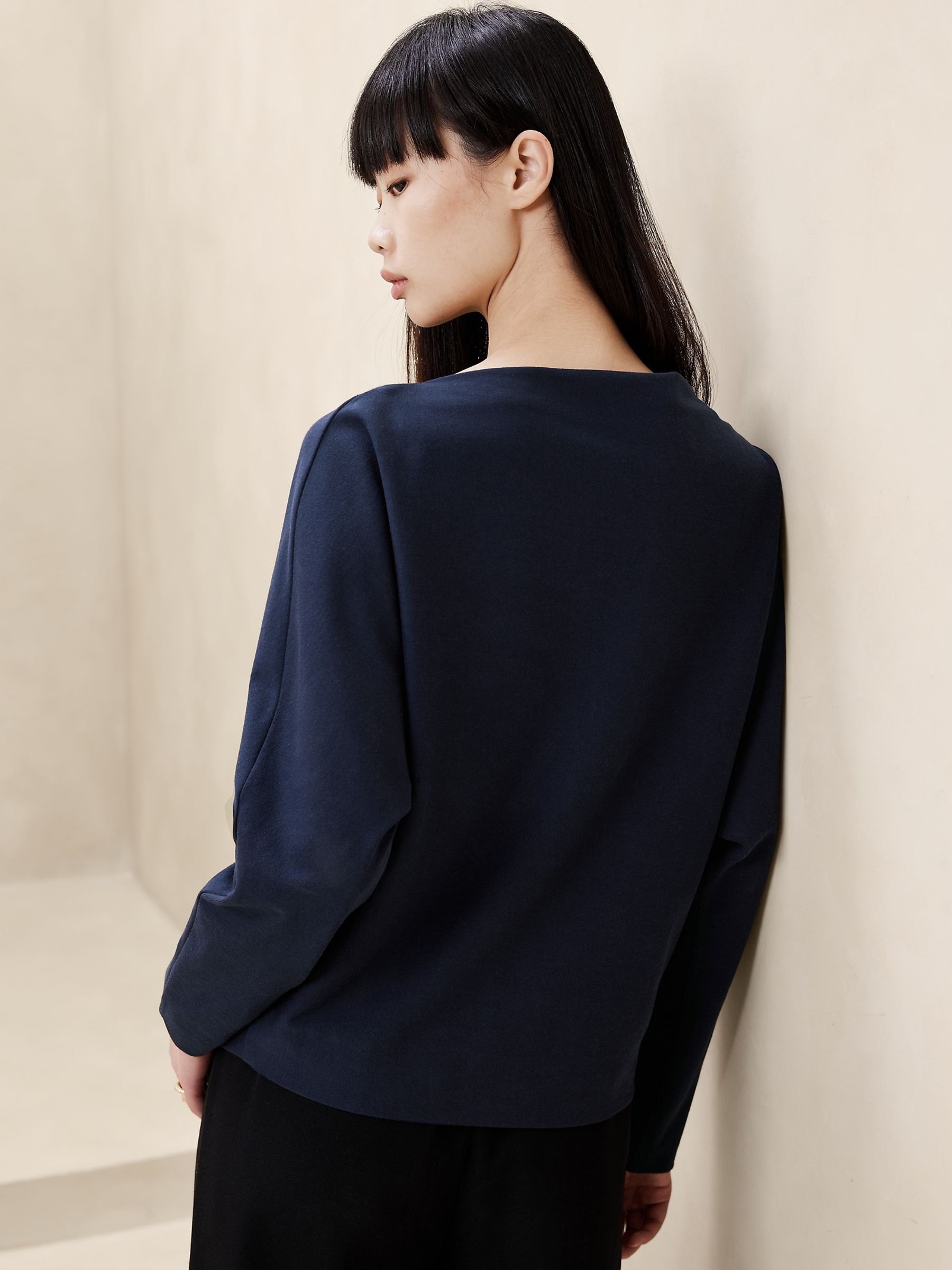 Banana Republic Blue Heavy Cotton Dolman Top - Image 2 of 4
